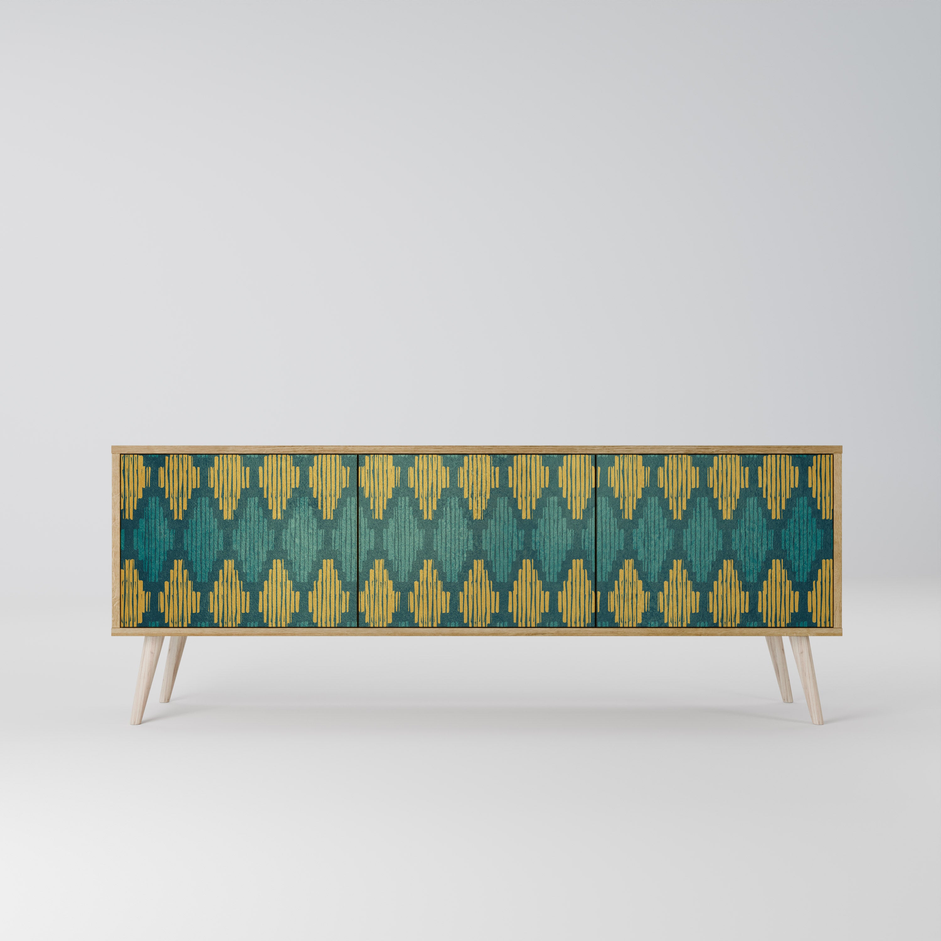 POLYGONS 3-Door TV Stand in Oak Effect