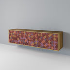 PAINTED SQUARES 3-Door TV Stand in Oak Effect