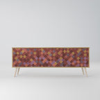 PAINTED SQUARES 3-Door TV Stand in Oak Effect