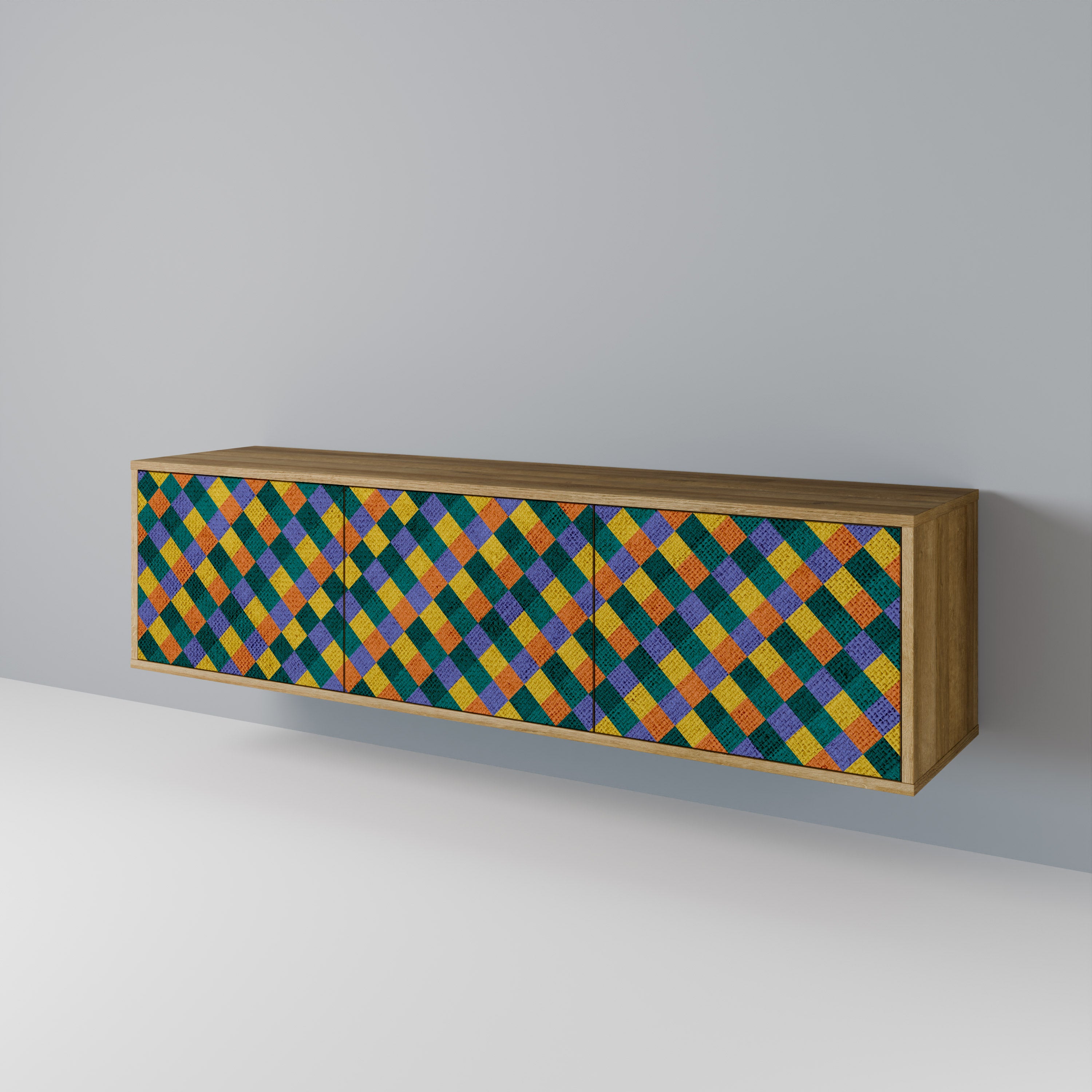 PAINTED SQUARES MIX Mueble de TV de 3 Puertas