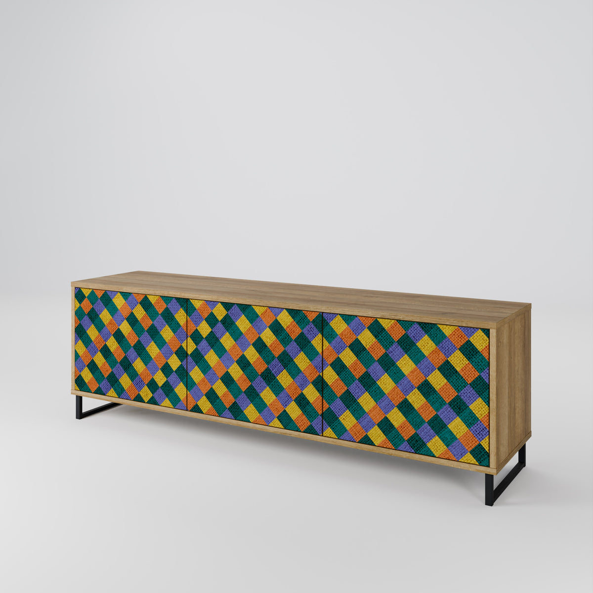PAINTED SQUARES MIX Mueble de TV de 3 Puertas