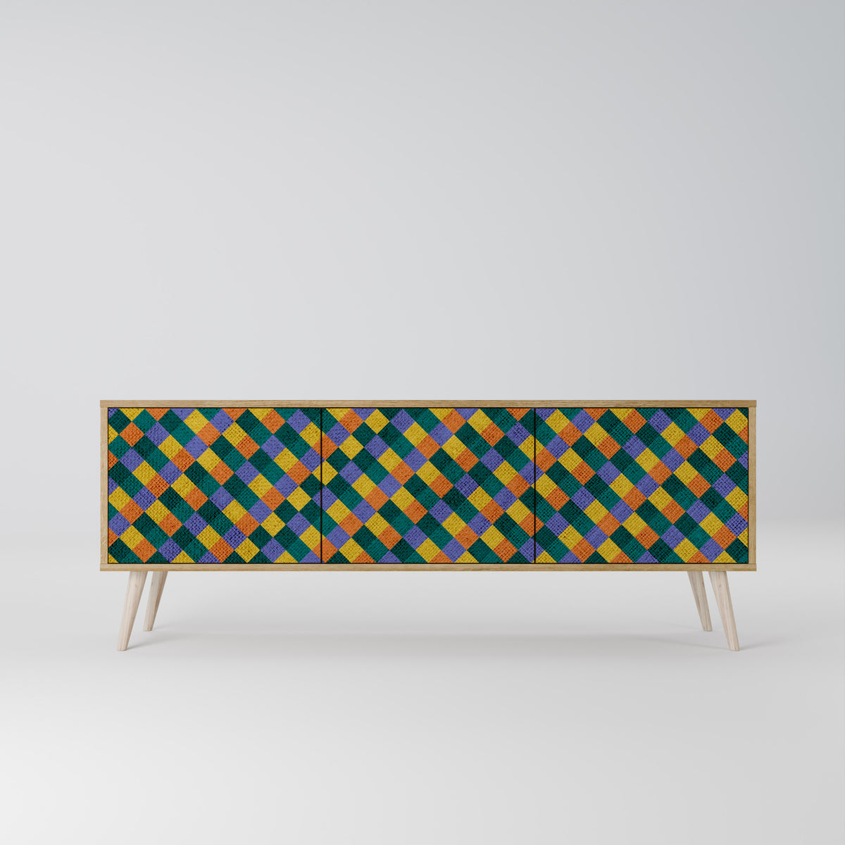 PAINTED SQUARES MIX Mueble de TV de 3 Puertas