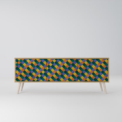 PAINTED SQUARES MIX Mueble de TV de 3 Puertas