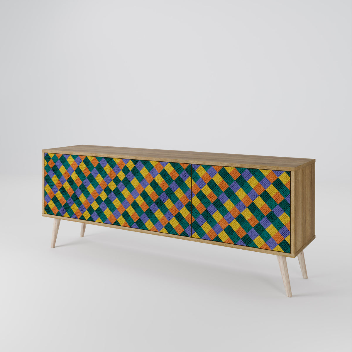 PAINTED SQUARES MIX Mueble de TV de 3 Puertas
