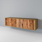 NATURAL WOOD 3-Door TV Stand in Oak Effect