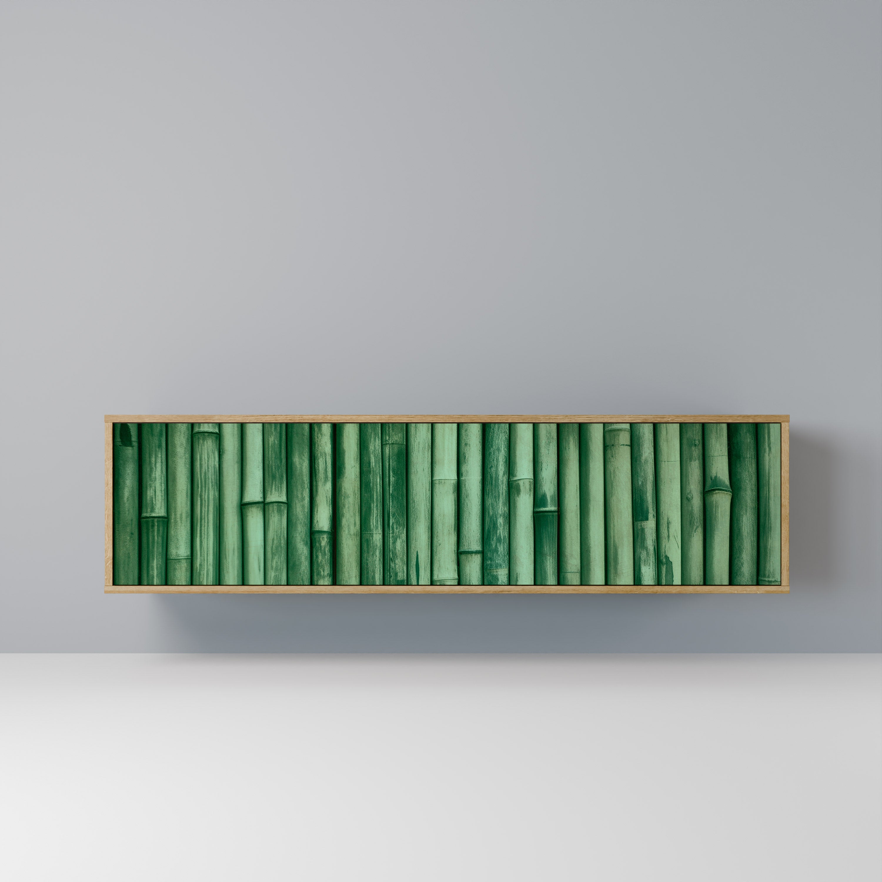 Mueble de TV de 3 puertas NATURAL GREEN con efecto roble