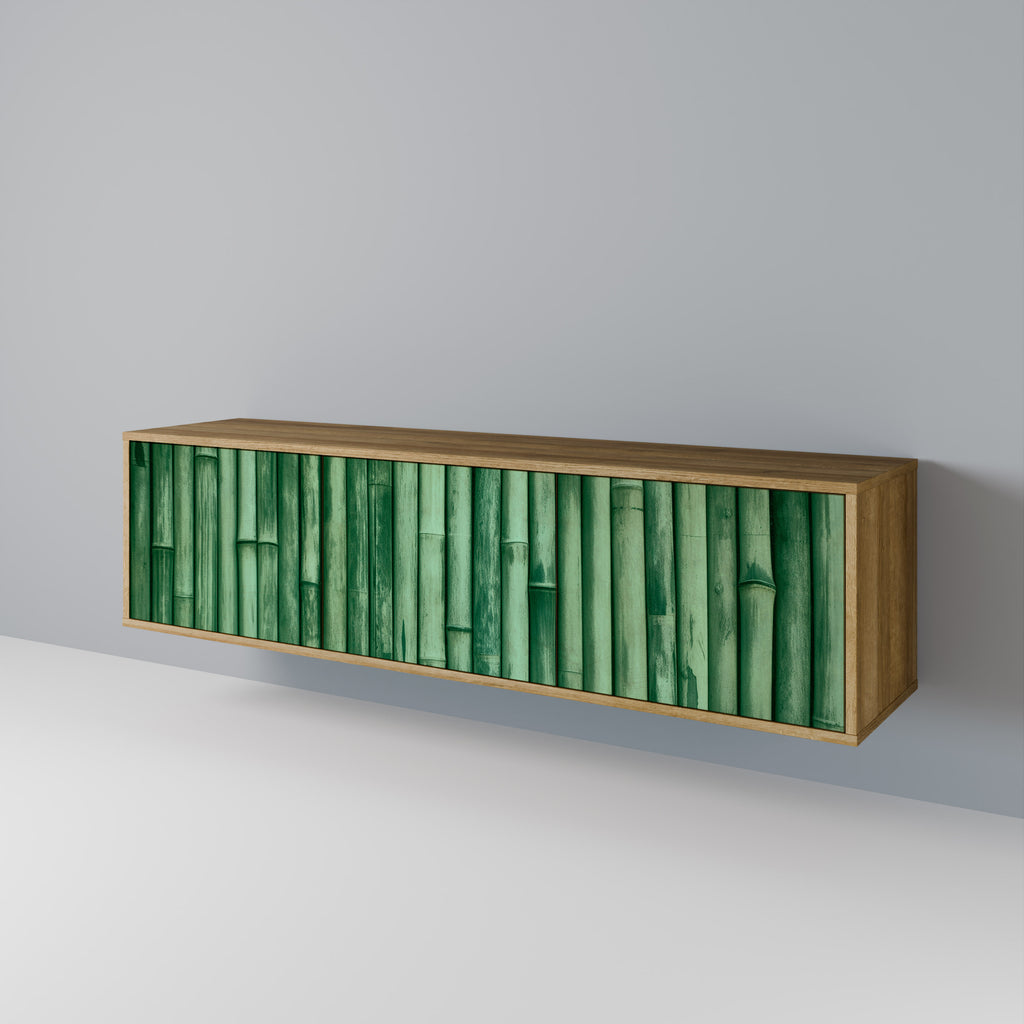 Mueble de TV de 3 puertas NATURAL GREEN con efecto roble
