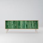 NATURAL GREEN 3-Door TV Stand in Oak Effect