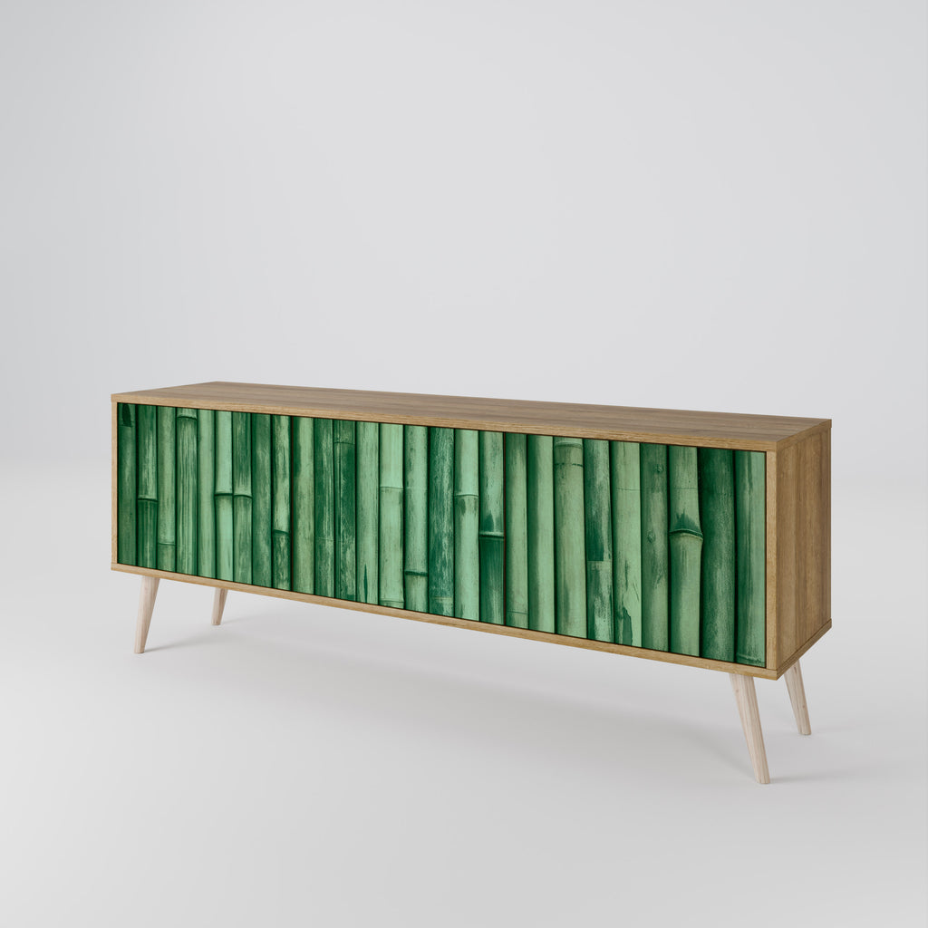 Mueble de TV de 3 puertas NATURAL GREEN con efecto roble