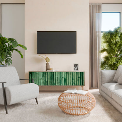 NATURAL GREEN Mueble de TV de 3 Puertas