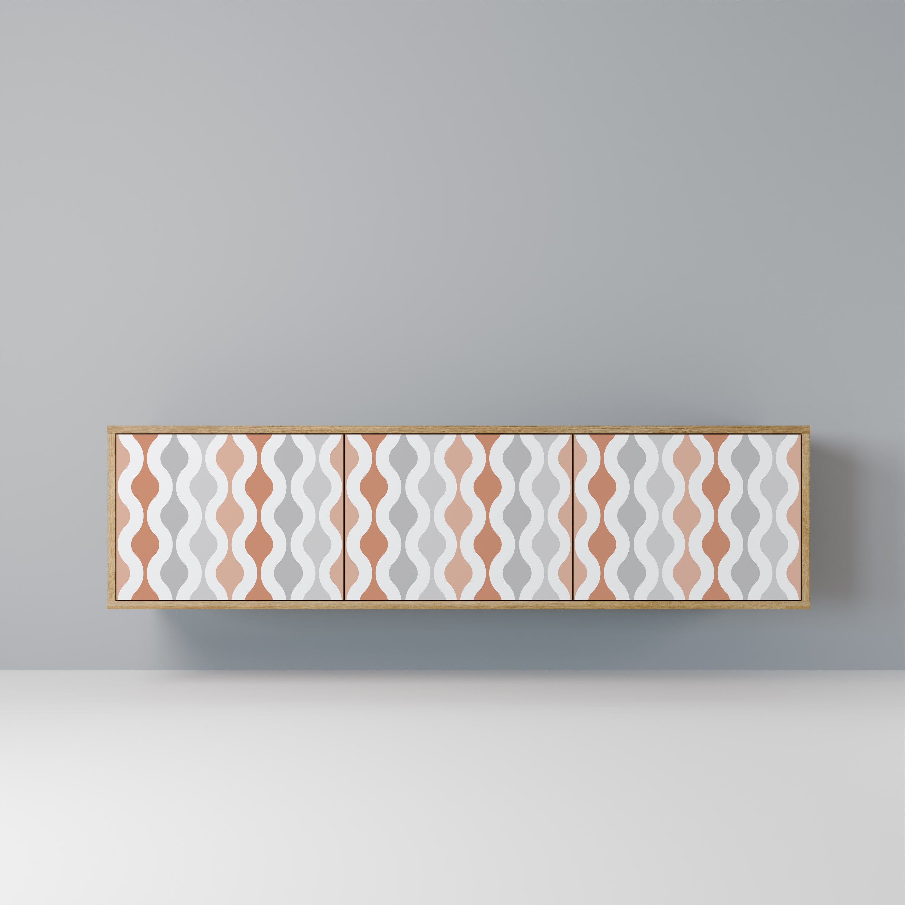 Mueble de TV de 3 puertas HAZY NOSTALGIA con efecto roble