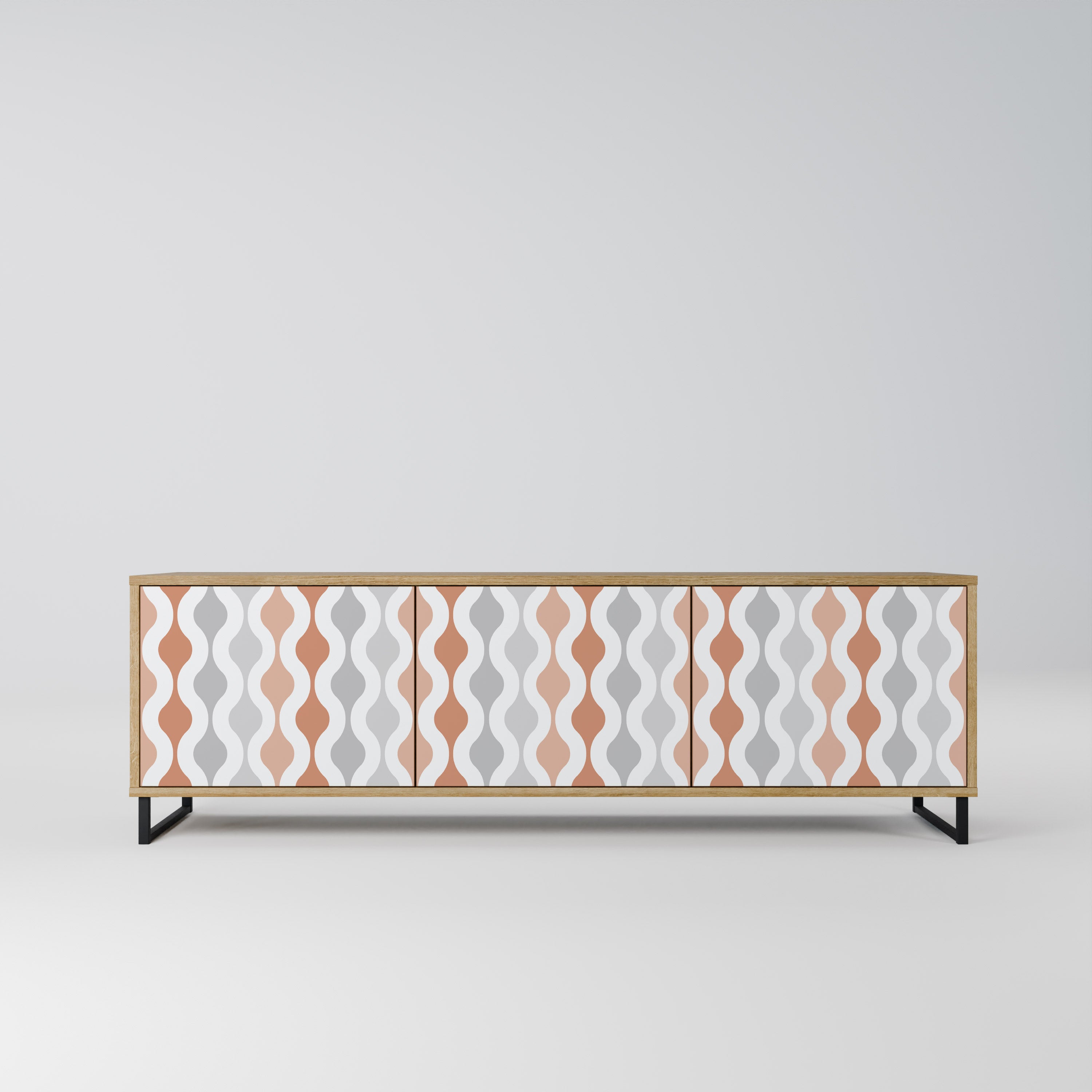 Mueble de TV de 3 puertas HAZY NOSTALGIA con efecto roble