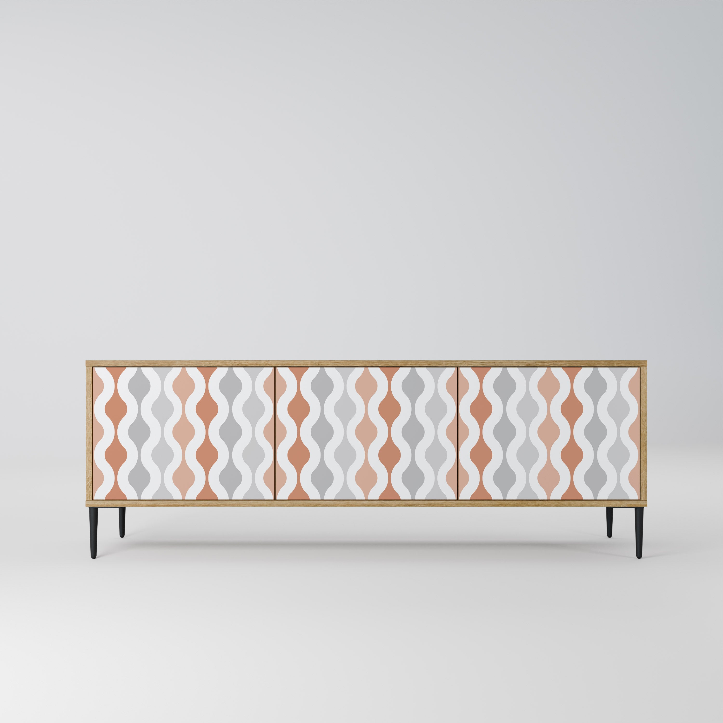 Mueble de TV de 3 puertas HAZY NOSTALGIA con efecto roble
