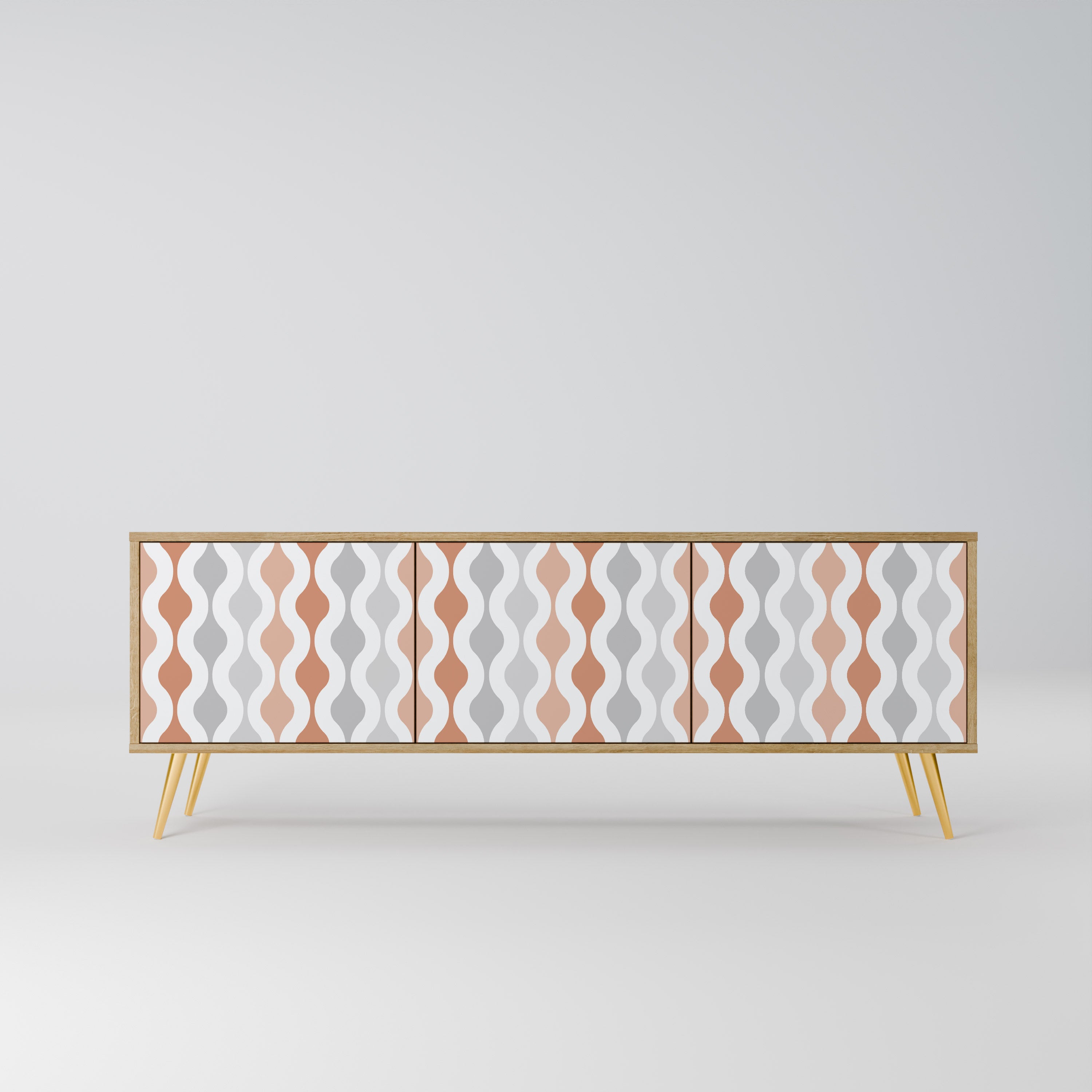 Mueble de TV de 3 puertas HAZY NOSTALGIA con efecto roble