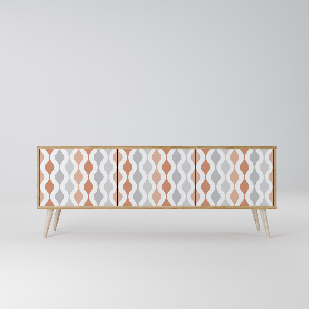 Mueble de TV de 3 puertas HAZY NOSTALGIA con efecto roble