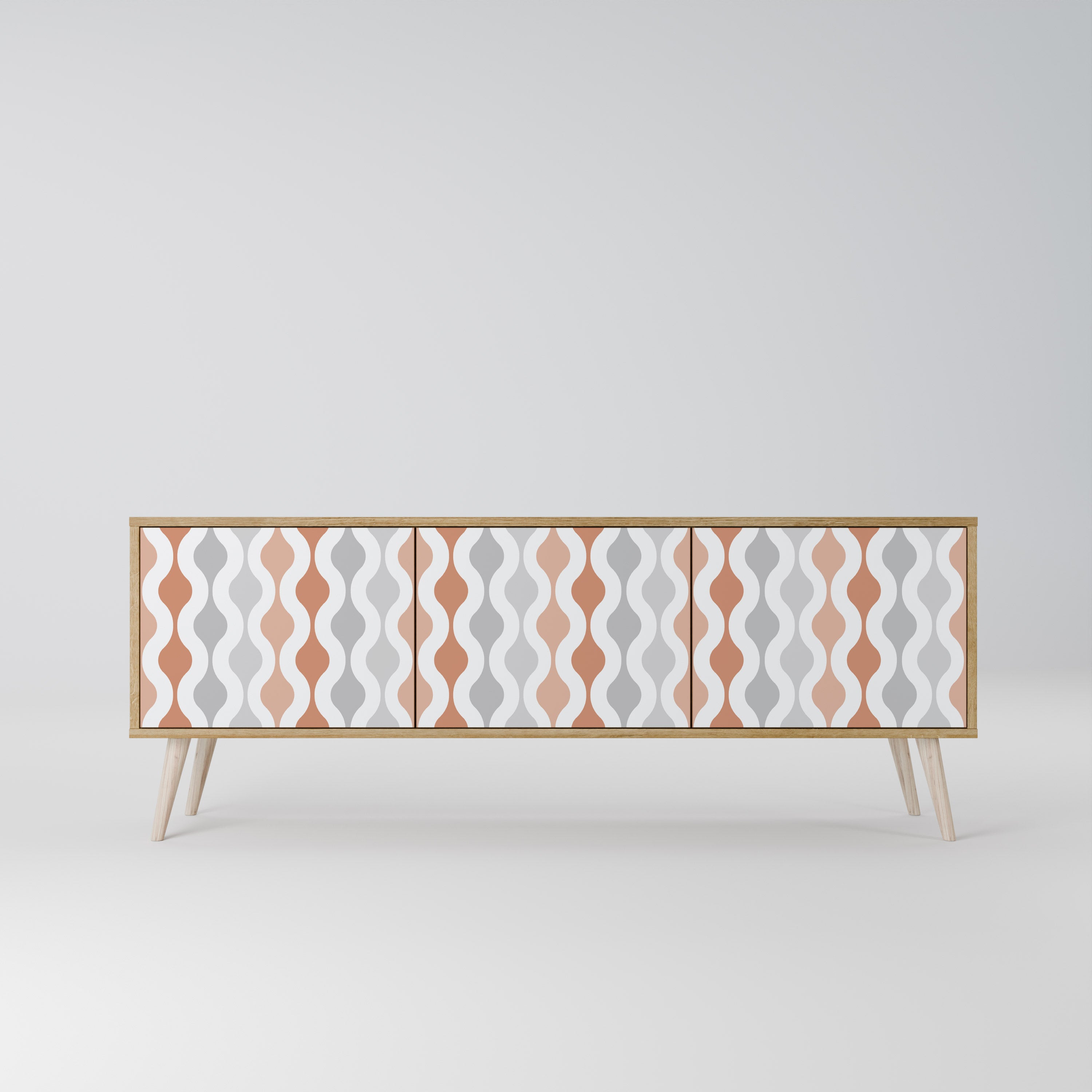 Mueble de TV de 3 puertas HAZY NOSTALGIA con efecto roble