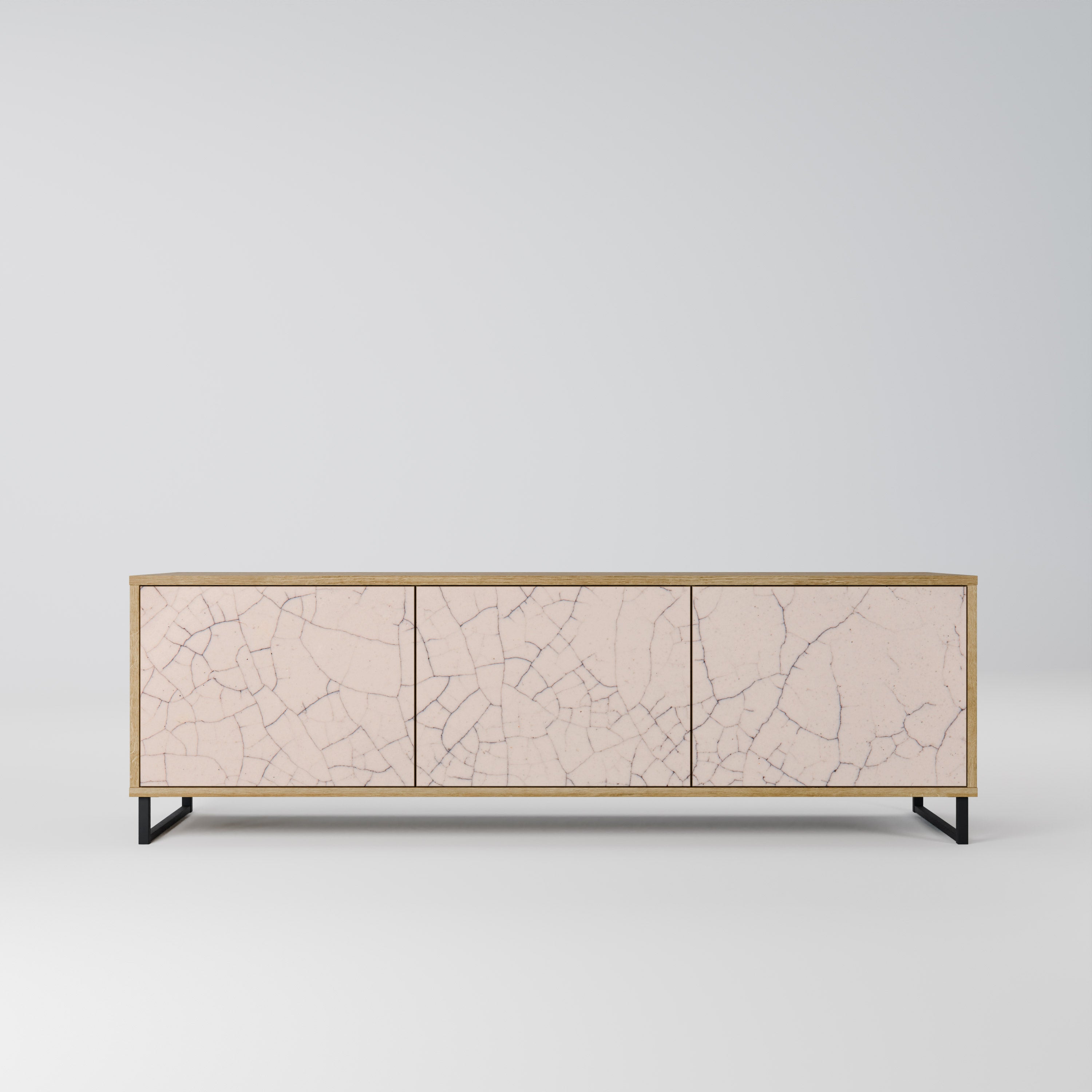 Mueble de TV de 3 puertas con textura cerámica efecto roble