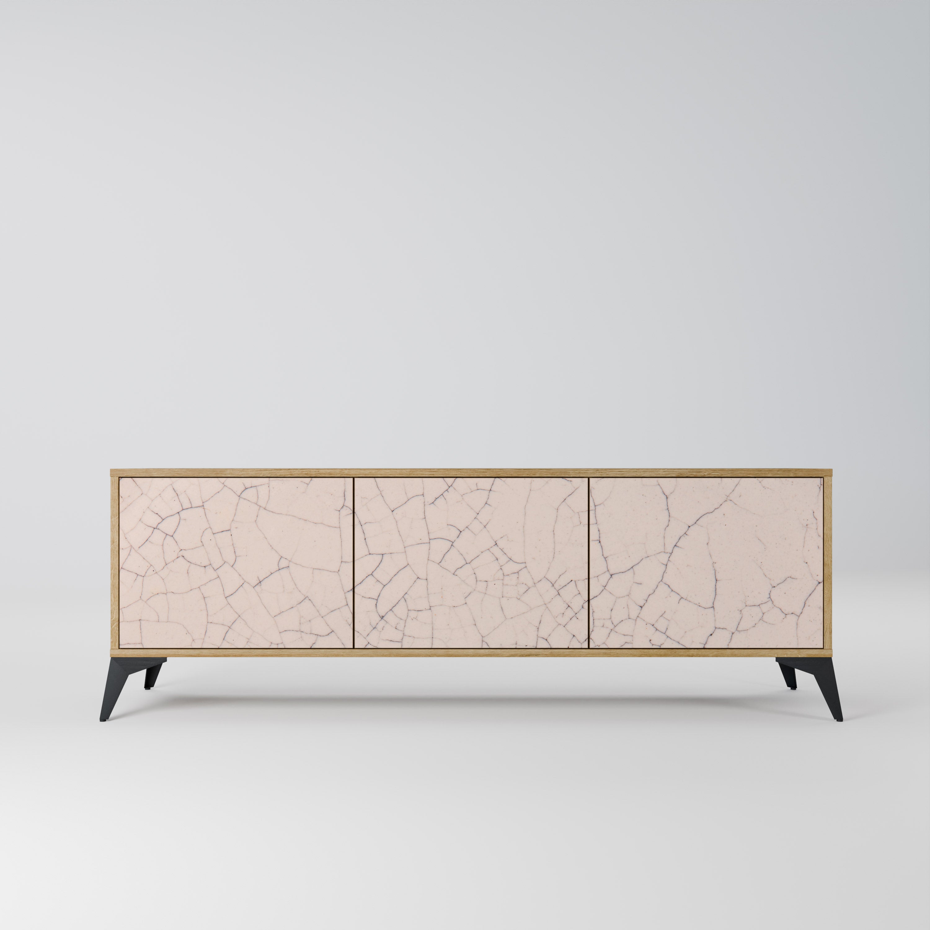 Mueble de TV de 3 puertas con textura cerámica efecto roble