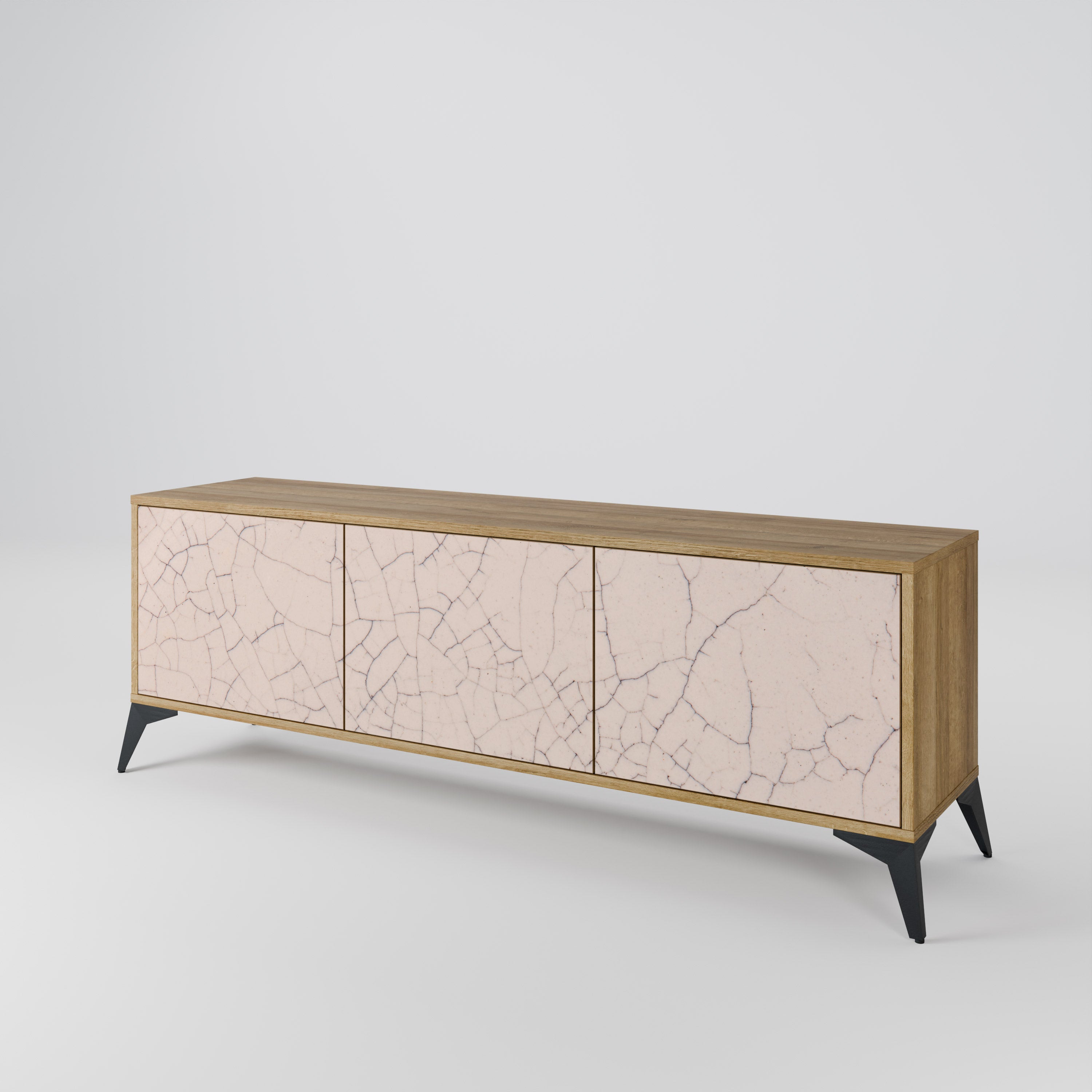 Mueble de TV de 3 puertas con textura cerámica efecto roble