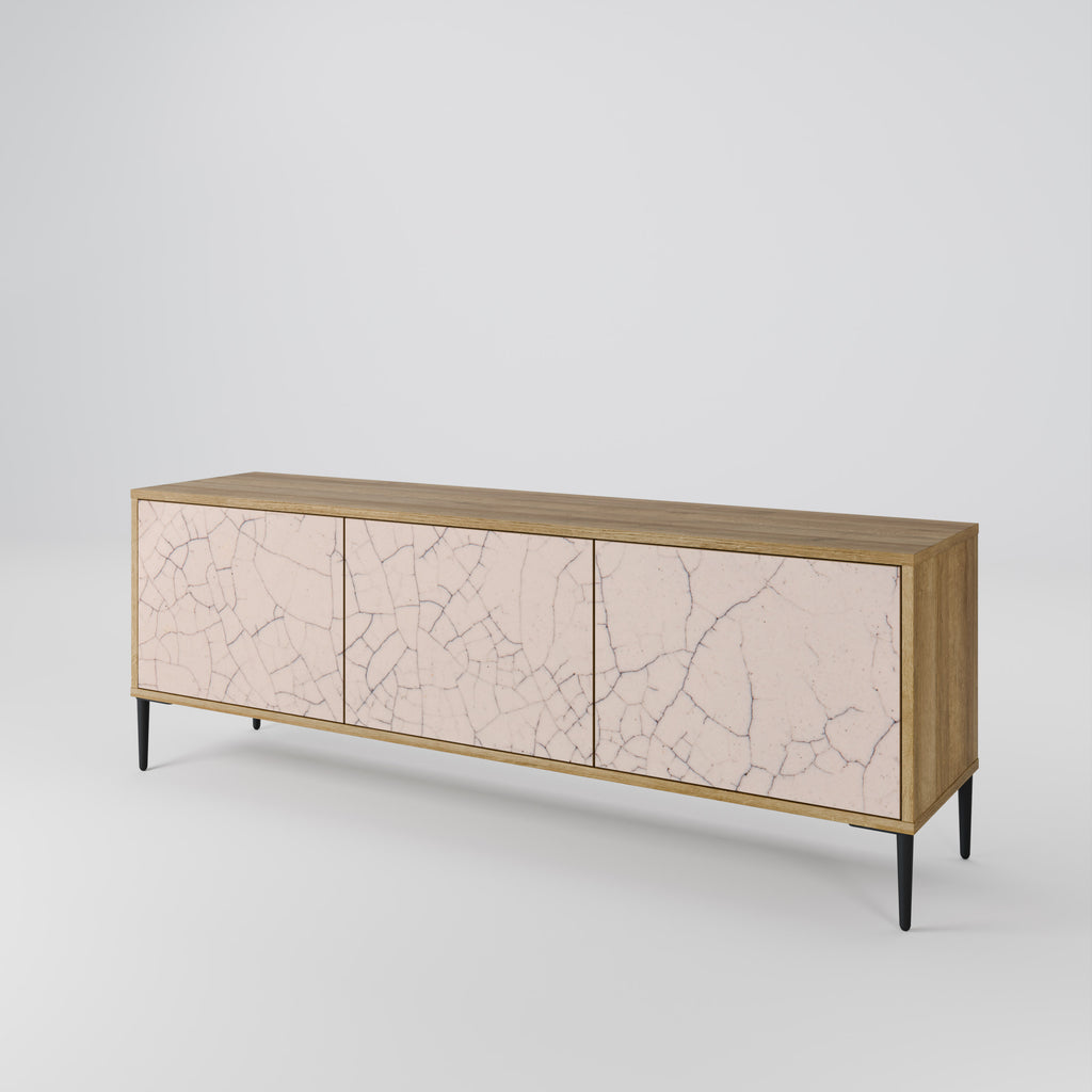 Mueble de TV de 3 puertas con textura cerámica efecto roble