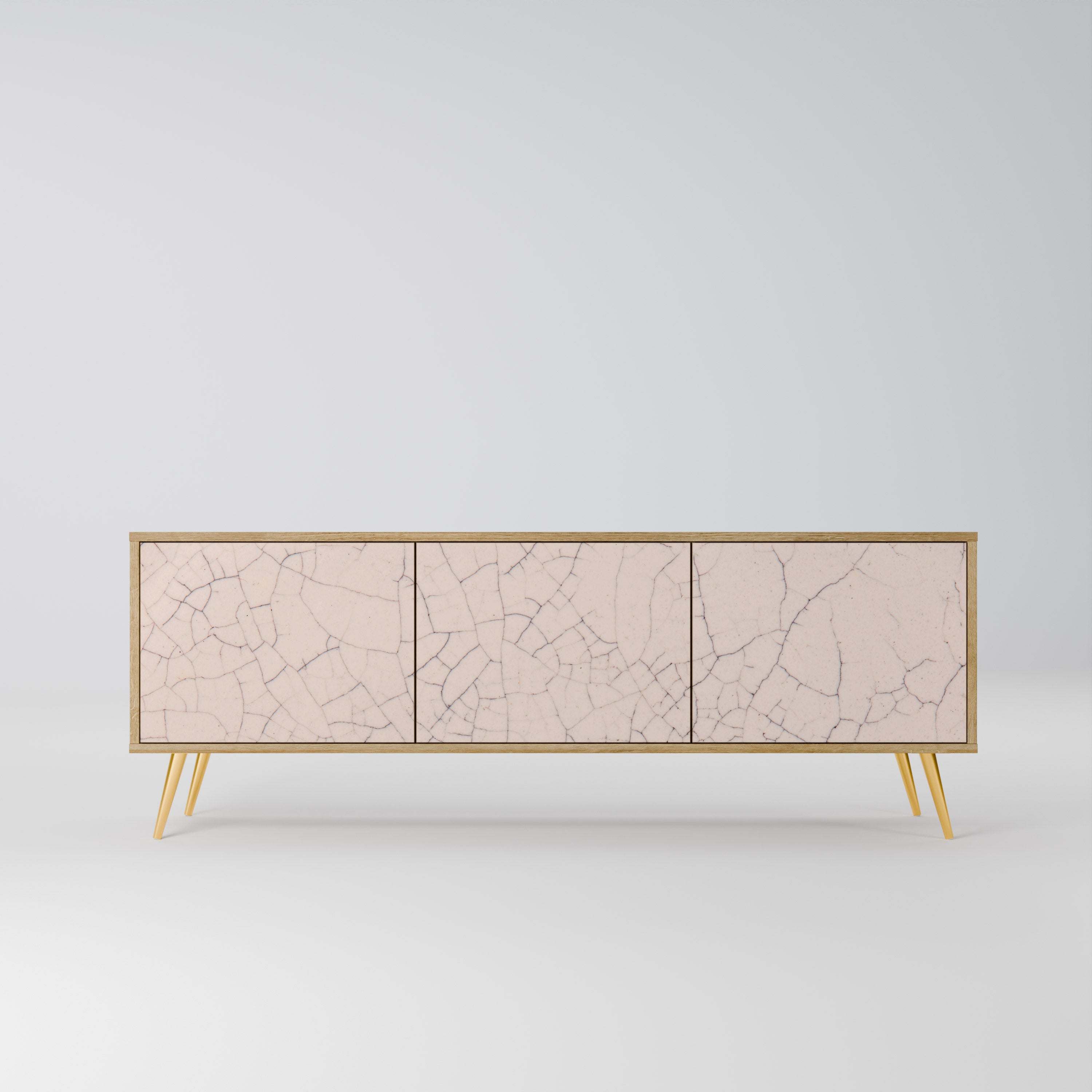 Mueble de TV de 3 puertas con textura cerámica efecto roble
