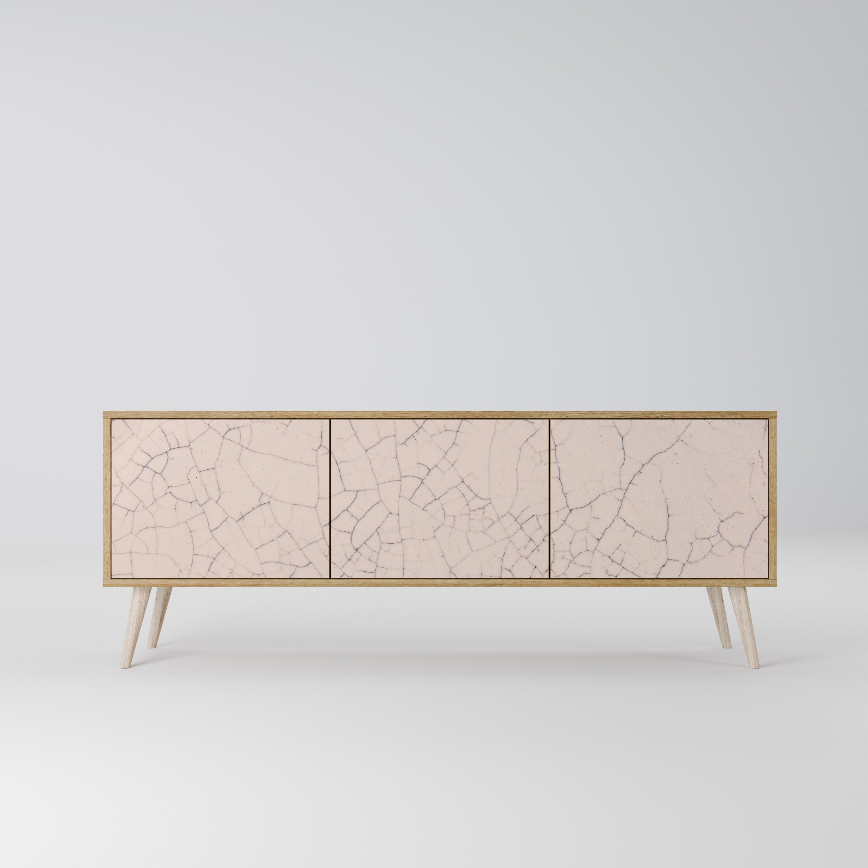 Mueble de TV de 3 puertas con textura cerámica efecto roble