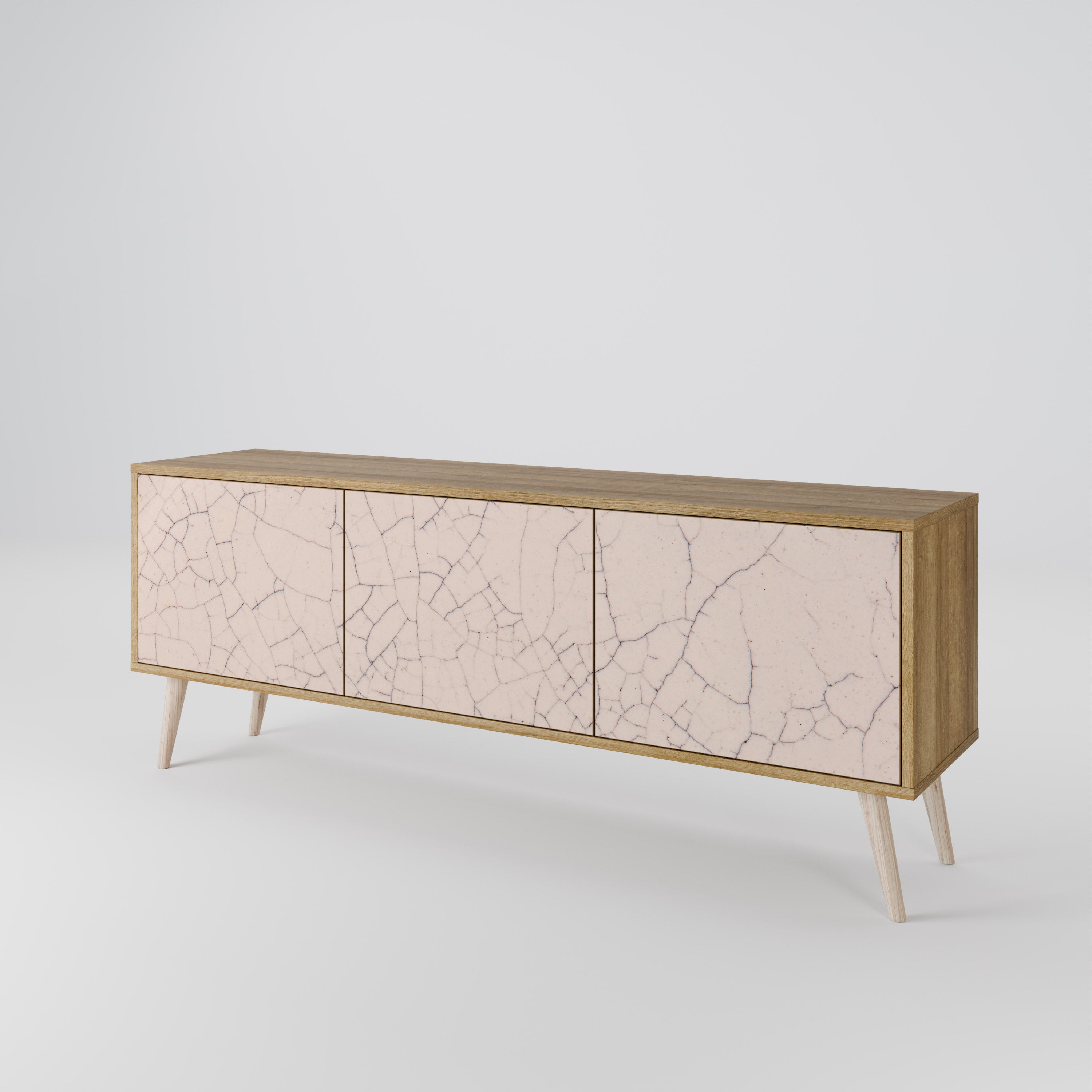 Mueble de TV de 3 puertas con textura cerámica efecto roble