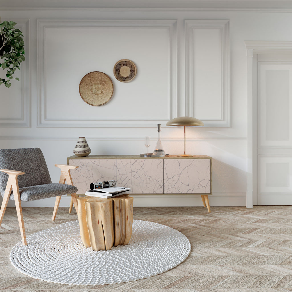 Mueble de TV de 3 puertas con textura cerámica efecto roble