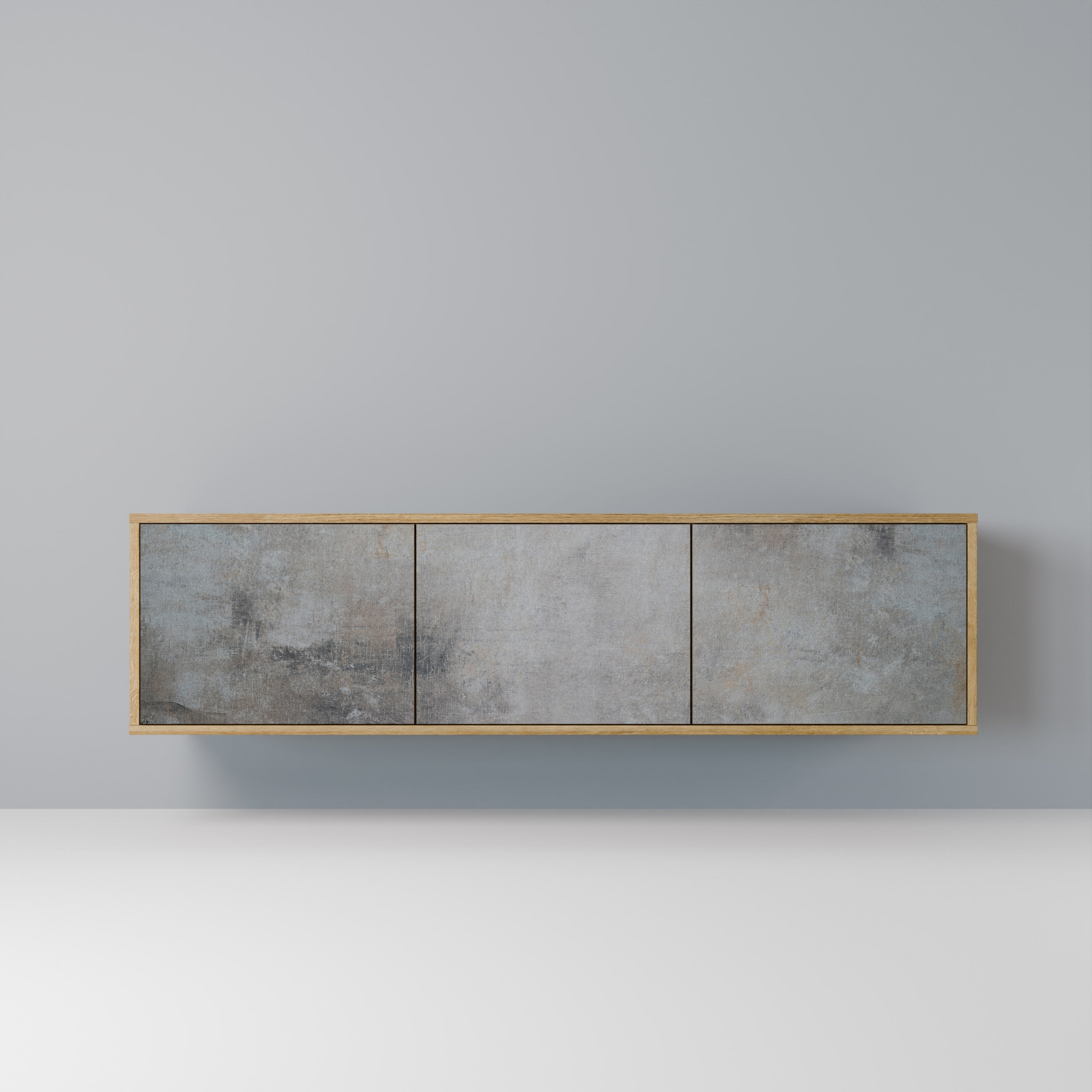 Mueble de TV de 3 puertas CONCRETE WALL con efecto roble