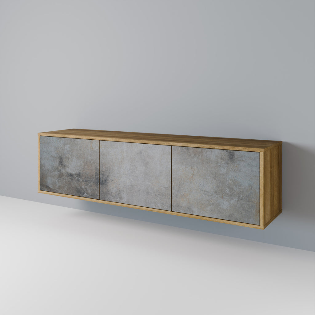 Mueble de TV de 3 puertas CONCRETE WALL con efecto roble