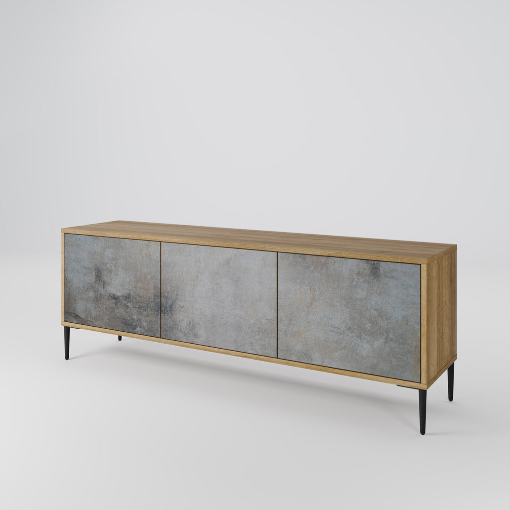 Mueble de TV de 3 puertas CONCRETE WALL con efecto roble