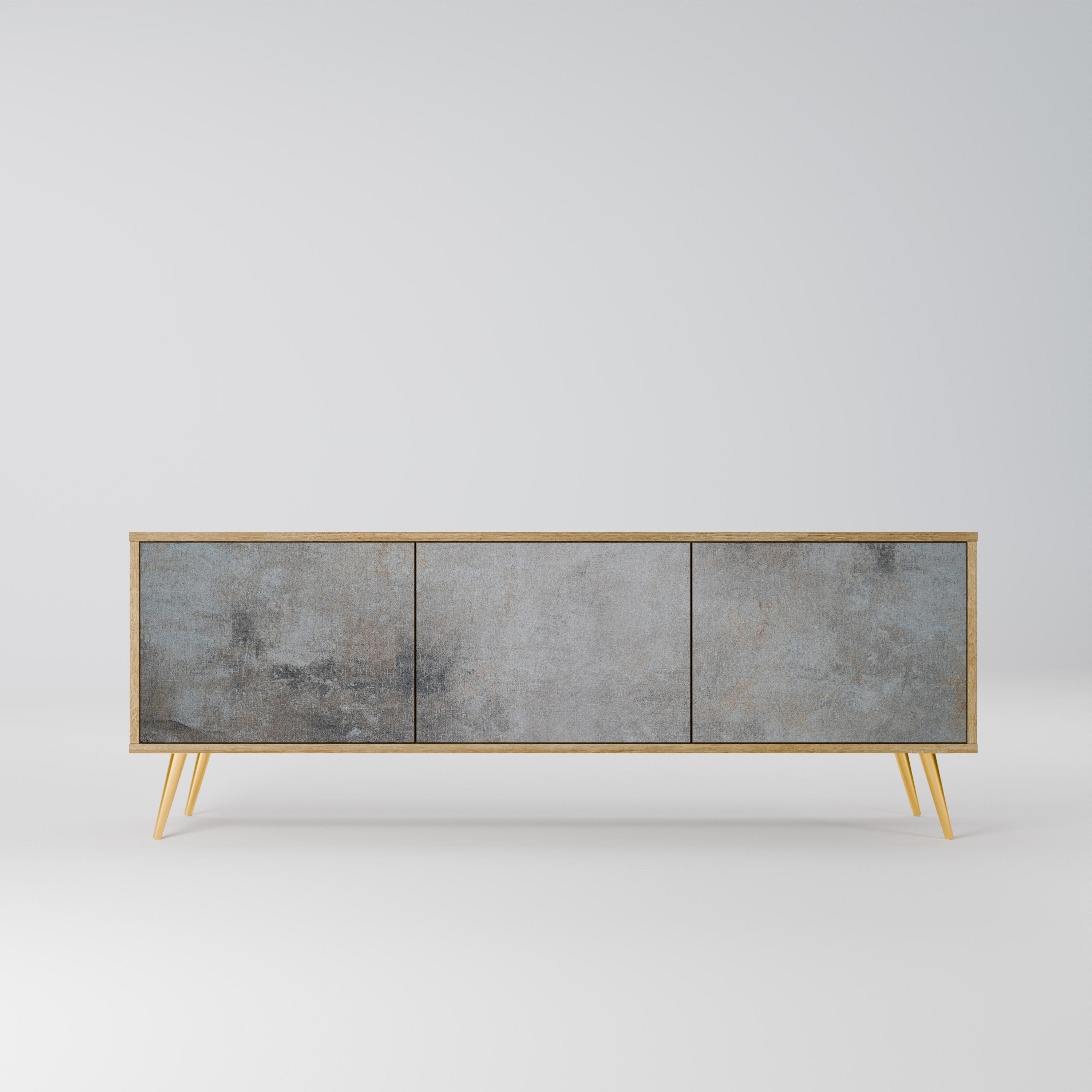 Mueble de TV de 3 puertas CONCRETE WALL con efecto roble