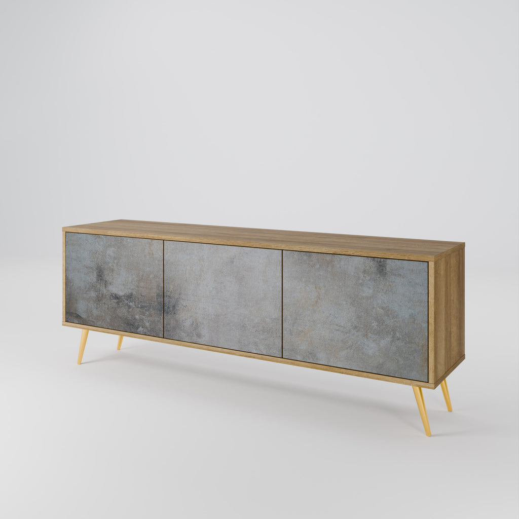 Mueble de TV de 3 puertas CONCRETE WALL con efecto roble