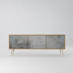 CONCRETE WALL 3-Door TV Stand in Oak Effect