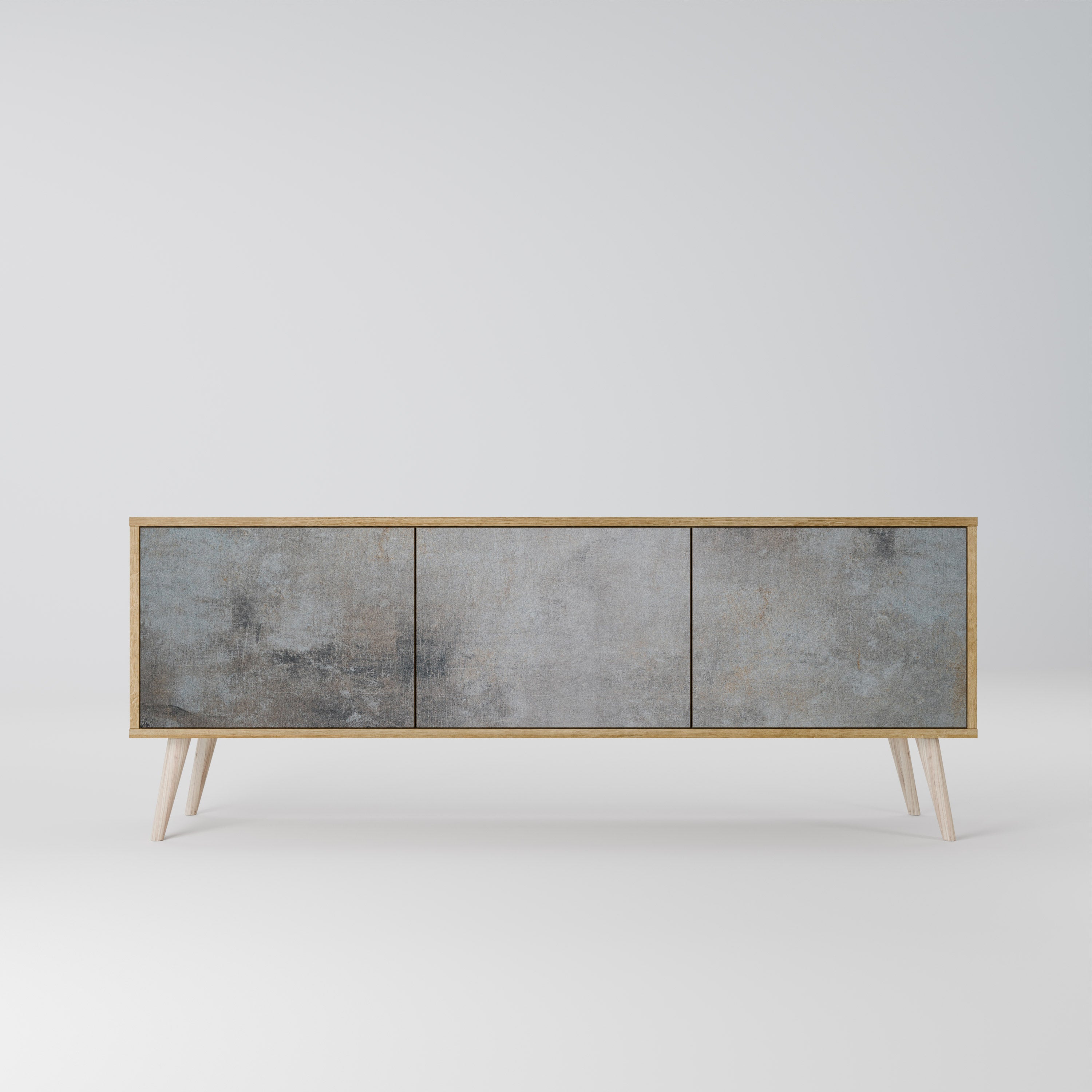 Mueble de TV de 3 puertas CONCRETE WALL con efecto roble