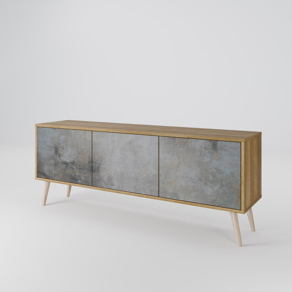Mueble de TV de 3 puertas CONCRETE WALL con efecto roble