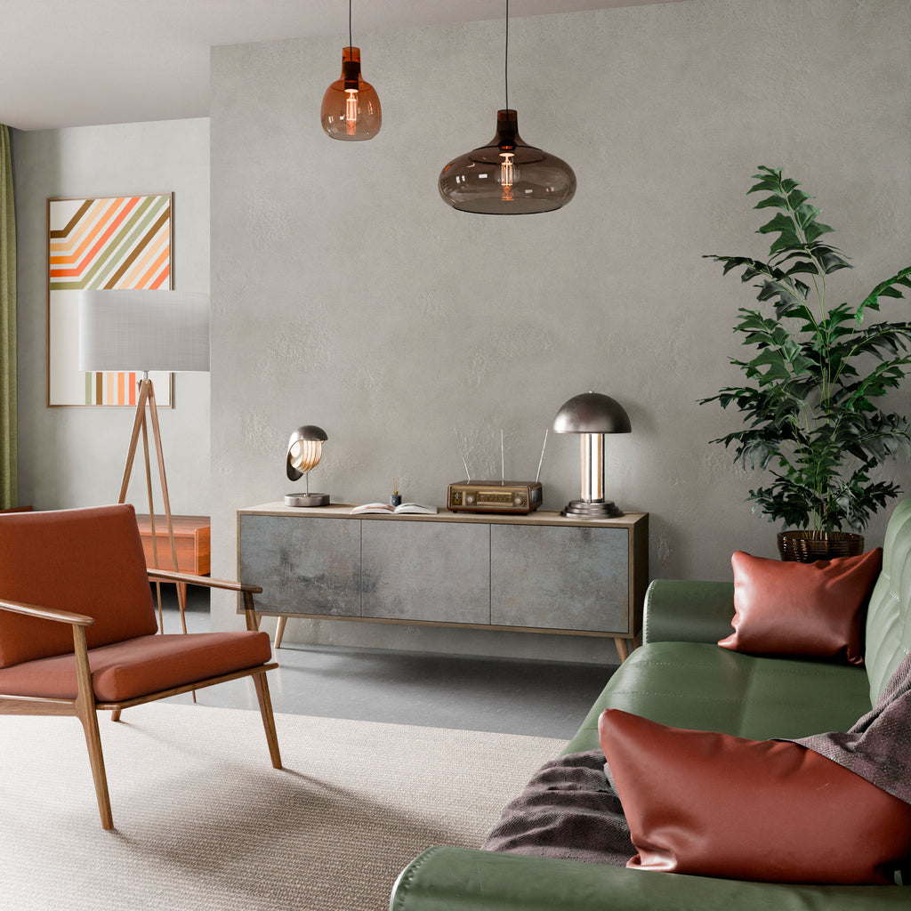 Mueble de TV de 3 puertas CONCRETE WALL con efecto roble