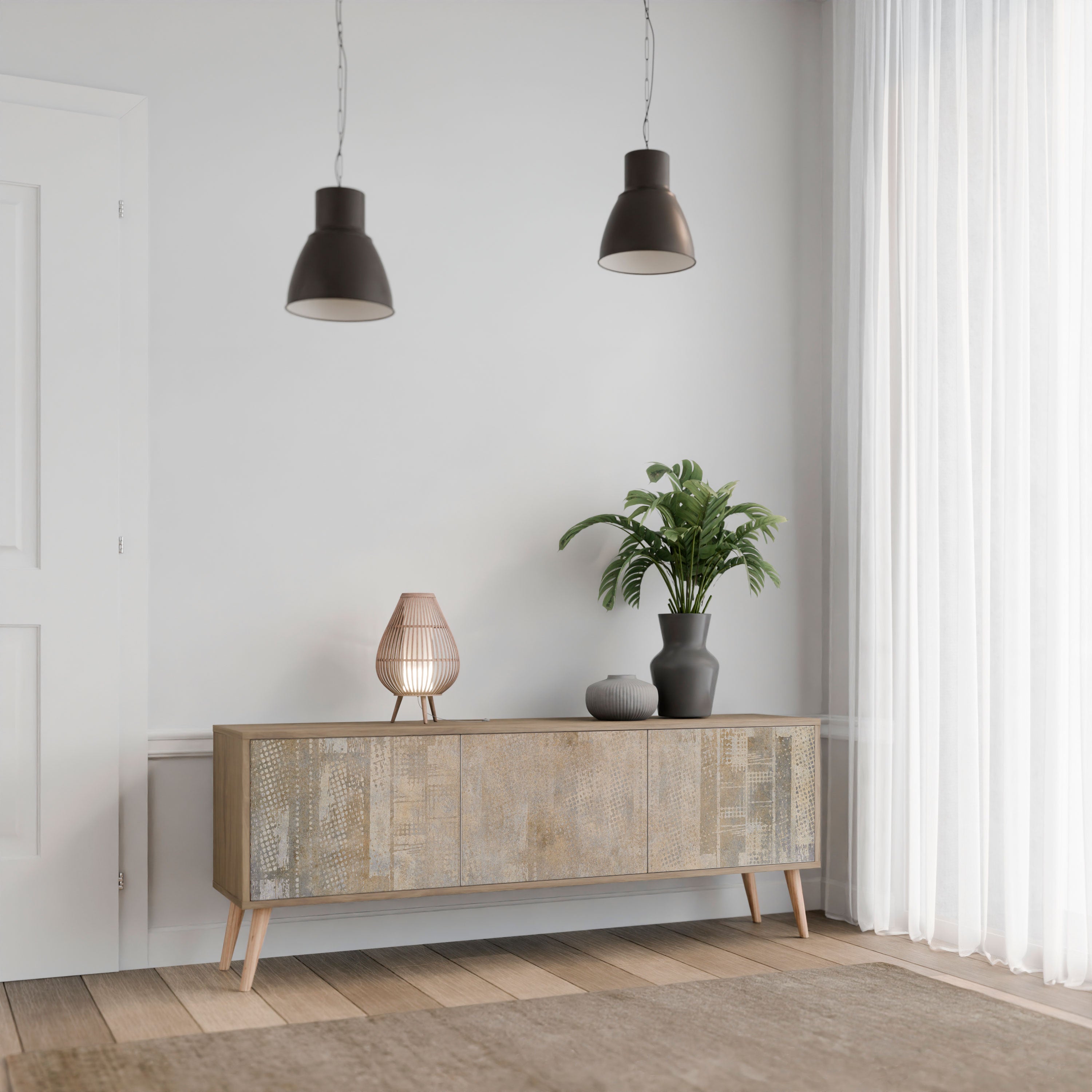 Mueble de TV de 3 puertas con efecto roble SCREEN ERROR