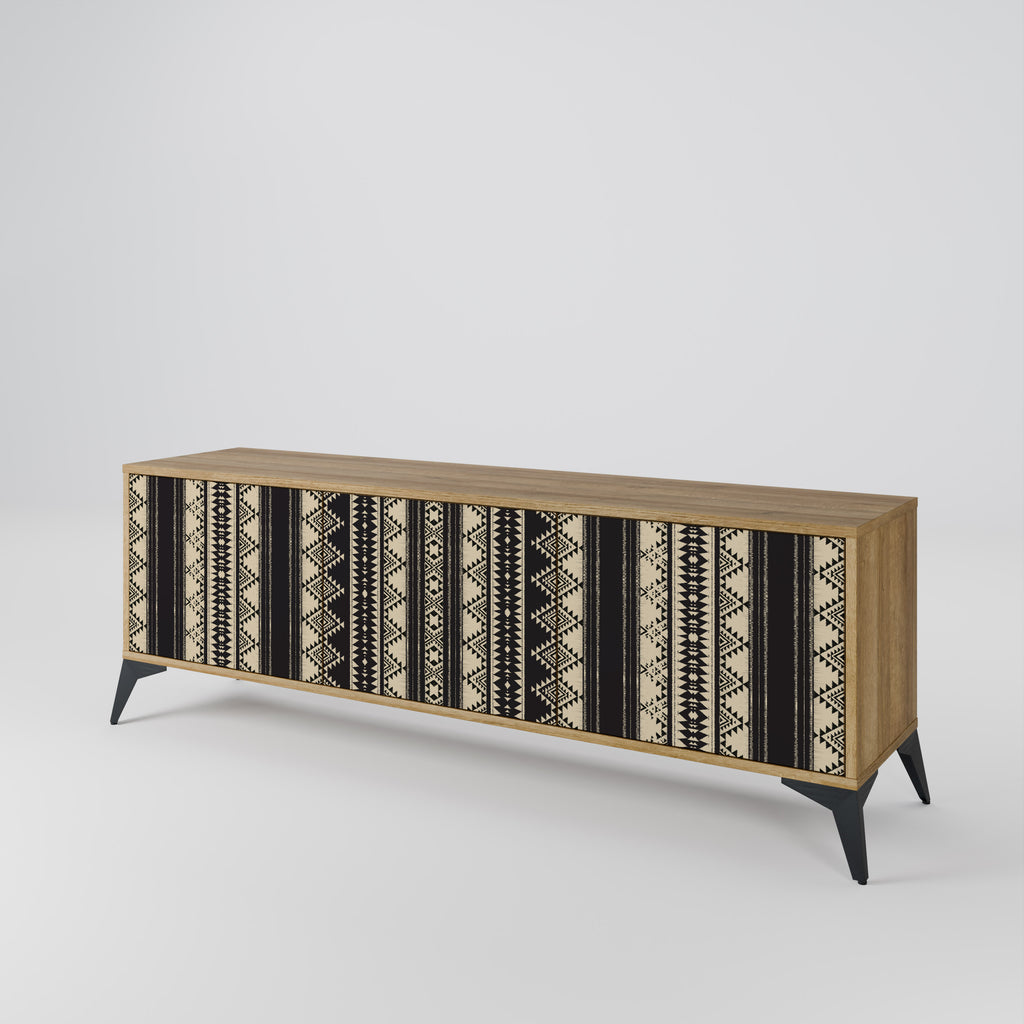 Mueble de TV AZTEC de 3 puertas con efecto roble