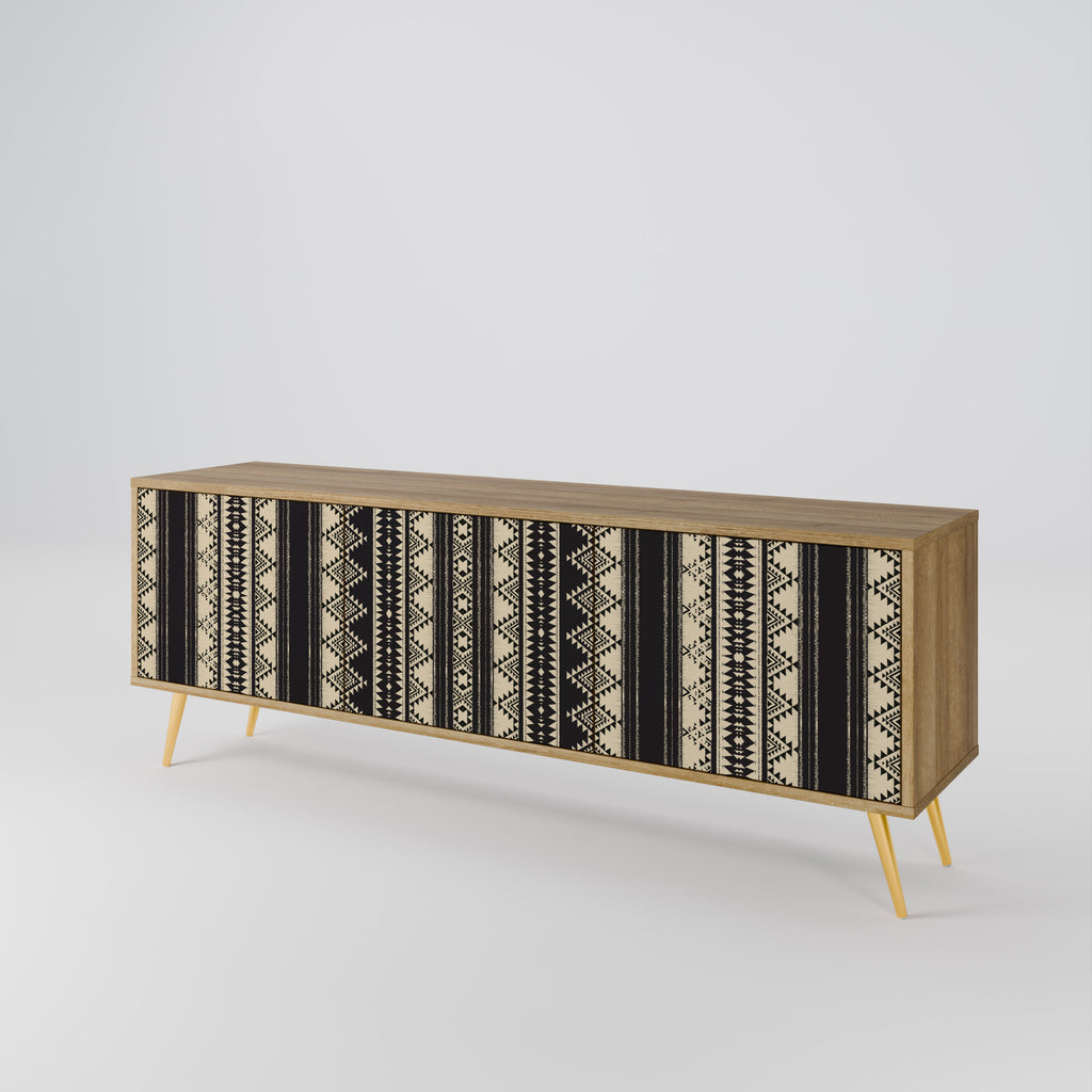 Mueble de TV AZTEC de 3 puertas con efecto roble