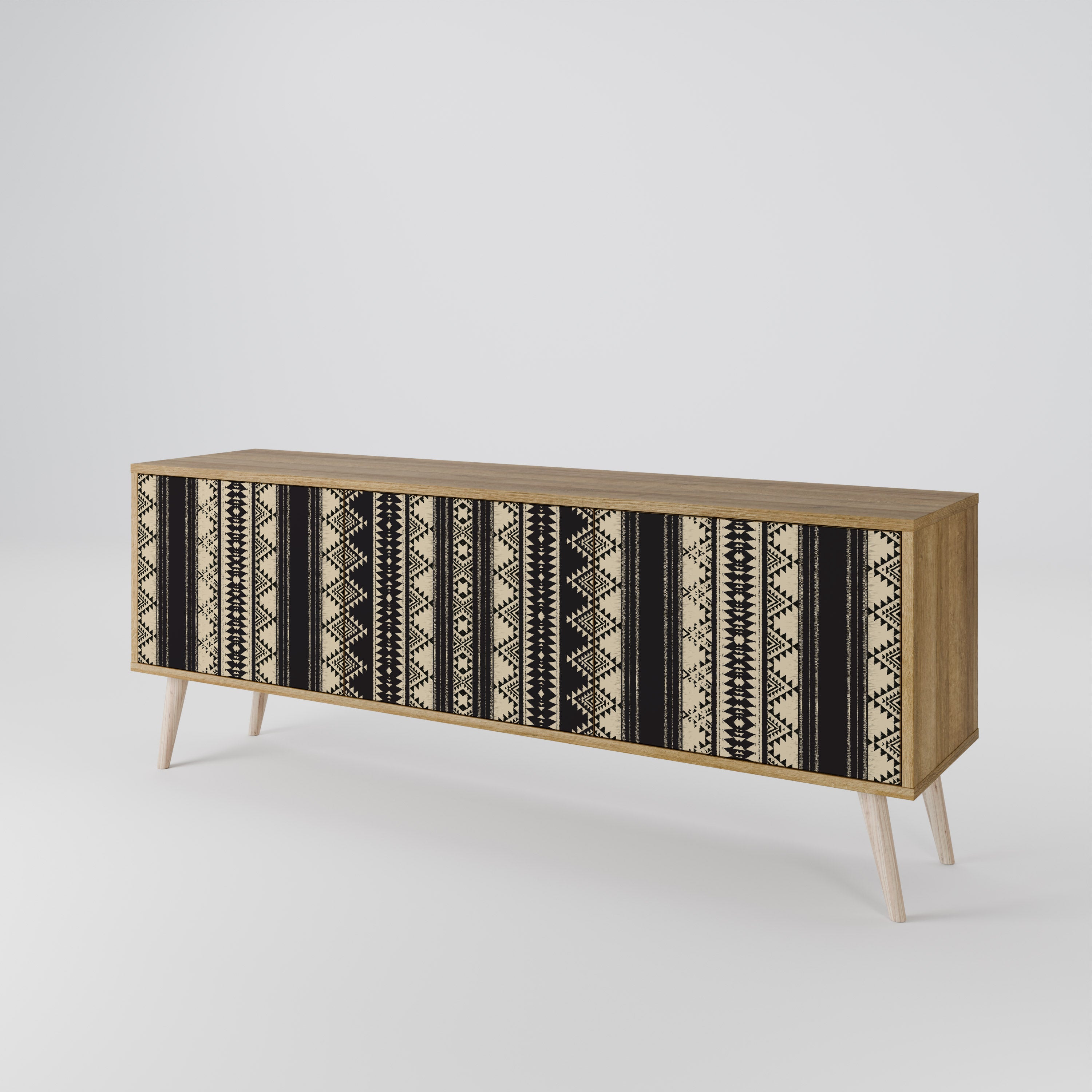 Mueble de TV AZTEC de 3 puertas con efecto roble