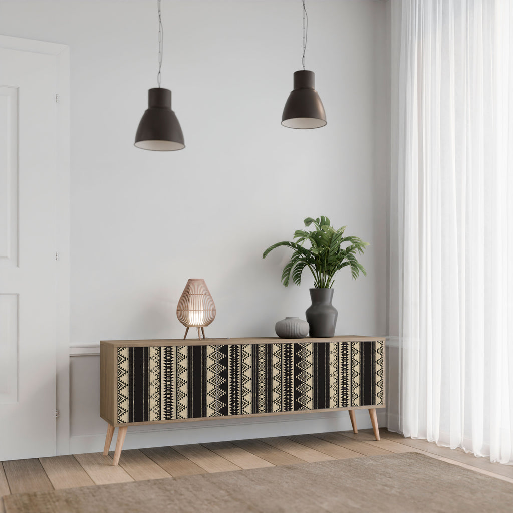 Mueble de TV AZTEC de 3 puertas con efecto roble