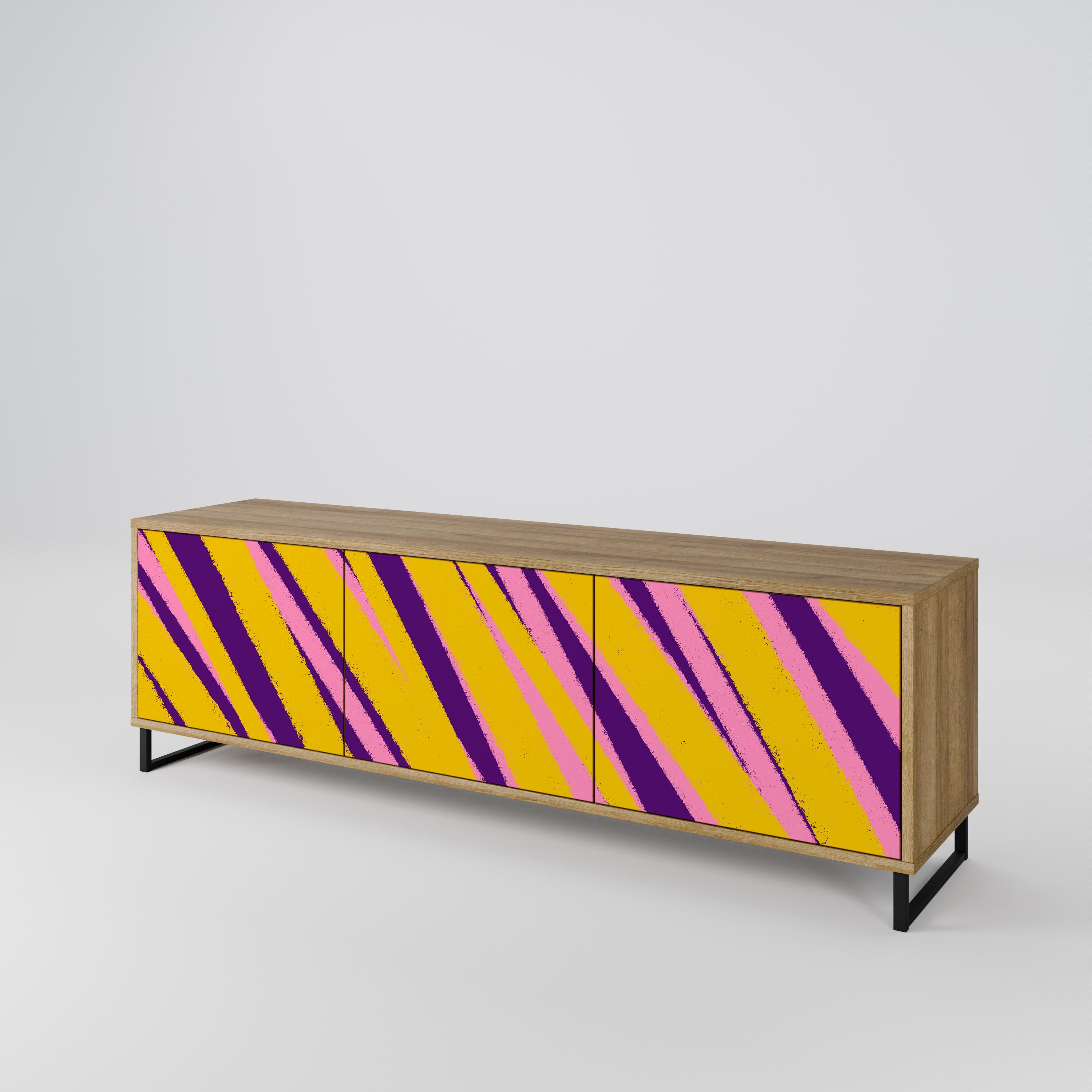 SUEÑOS HECHOS REALIDAD Mueble de TV de 3 puertas con efecto roble