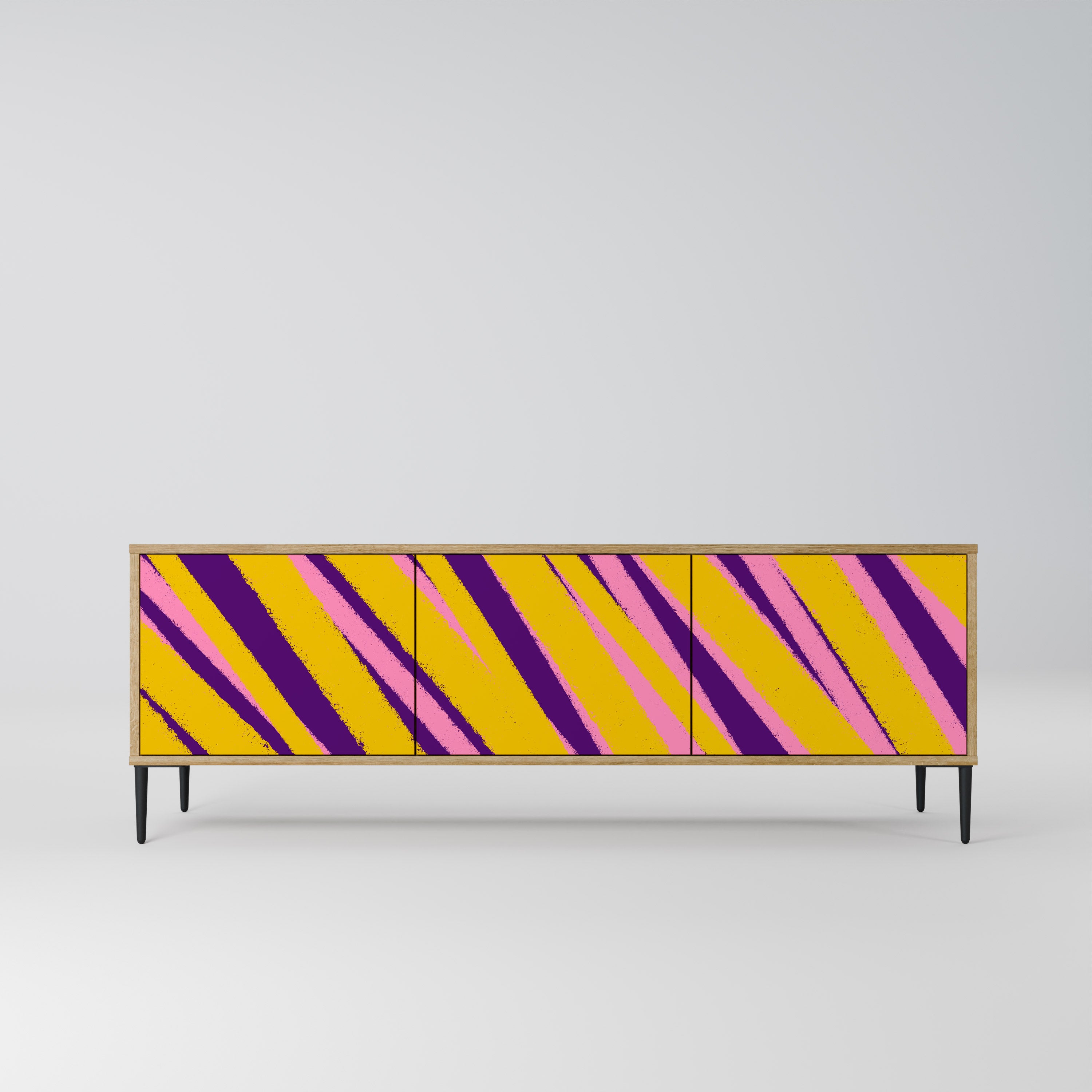SUEÑOS HECHOS REALIDAD Mueble de TV de 3 puertas con efecto roble