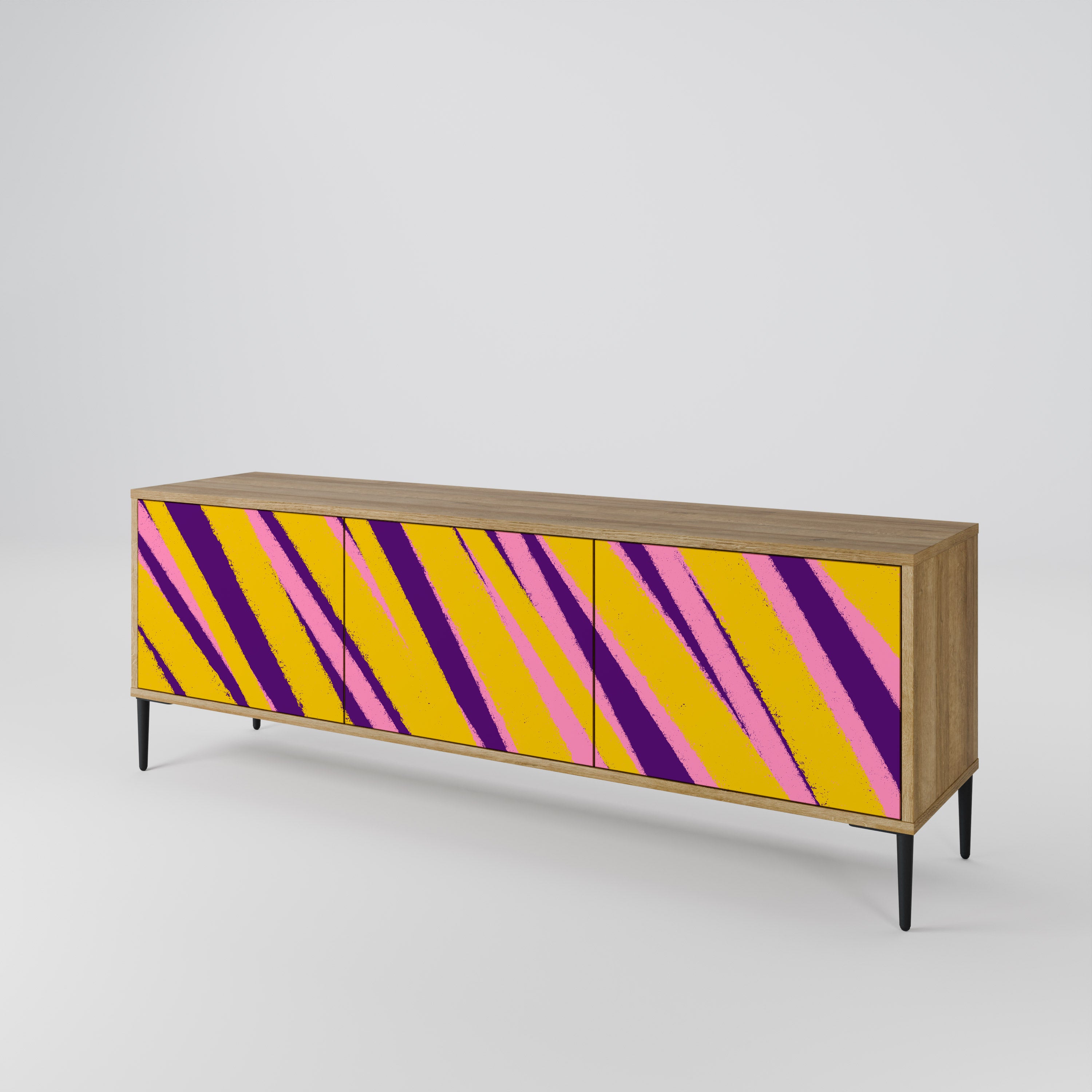 SUEÑOS HECHOS REALIDAD Mueble de TV de 3 puertas con efecto roble