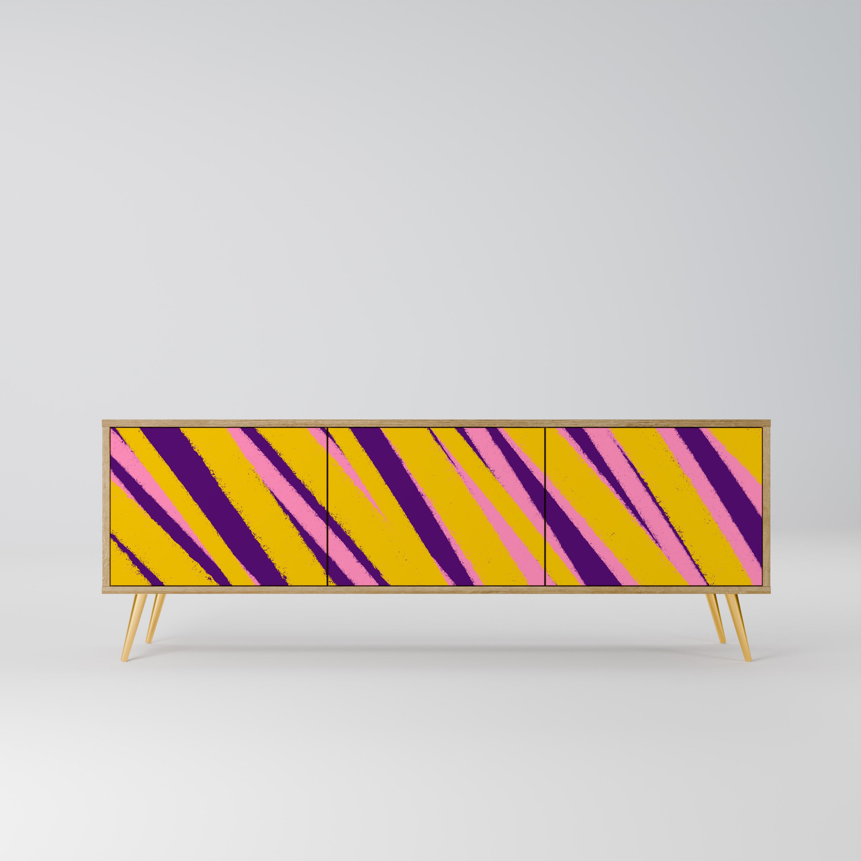 SUEÑOS HECHOS REALIDAD Mueble de TV de 3 puertas con efecto roble