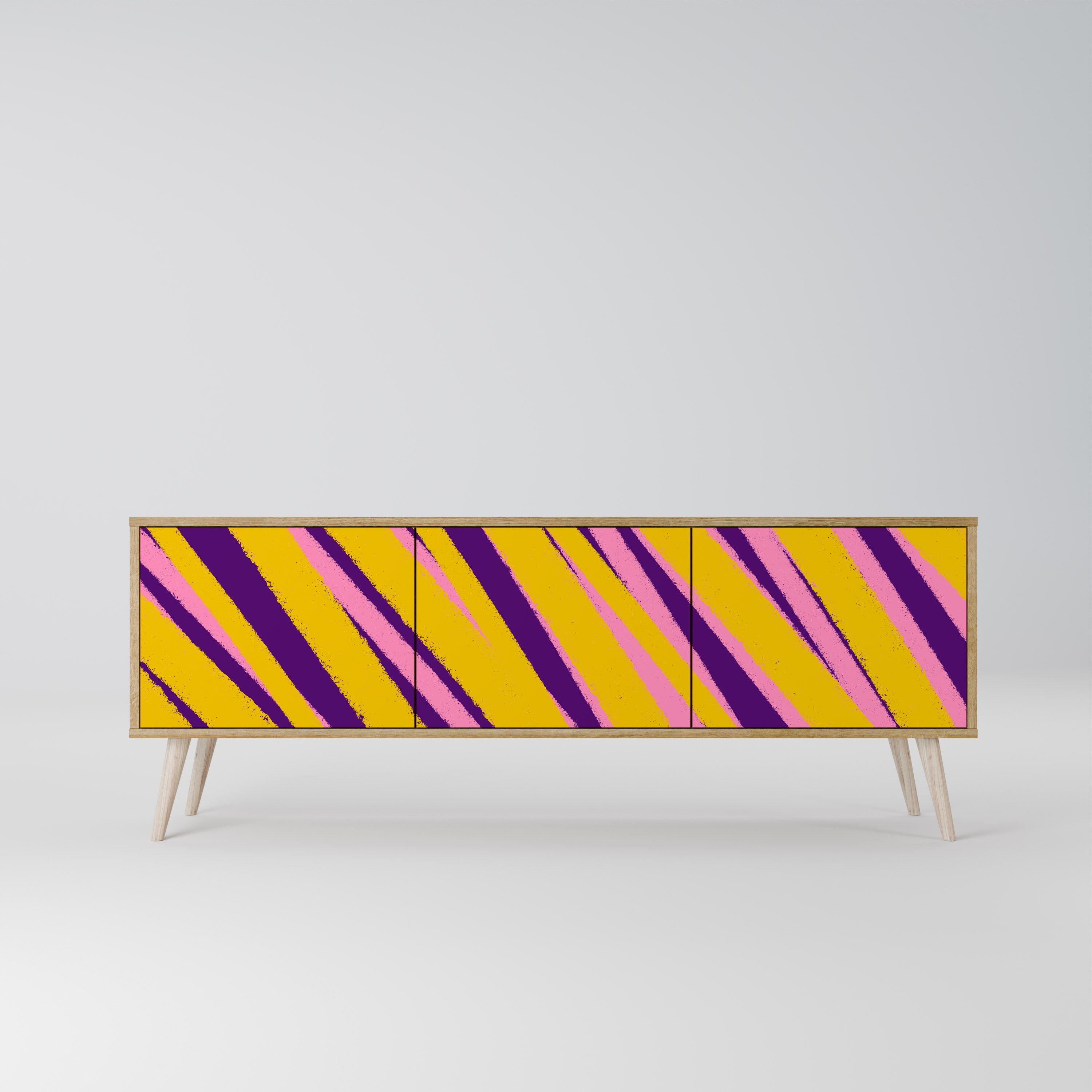 SUEÑOS HECHOS REALIDAD Mueble de TV de 3 puertas con efecto roble