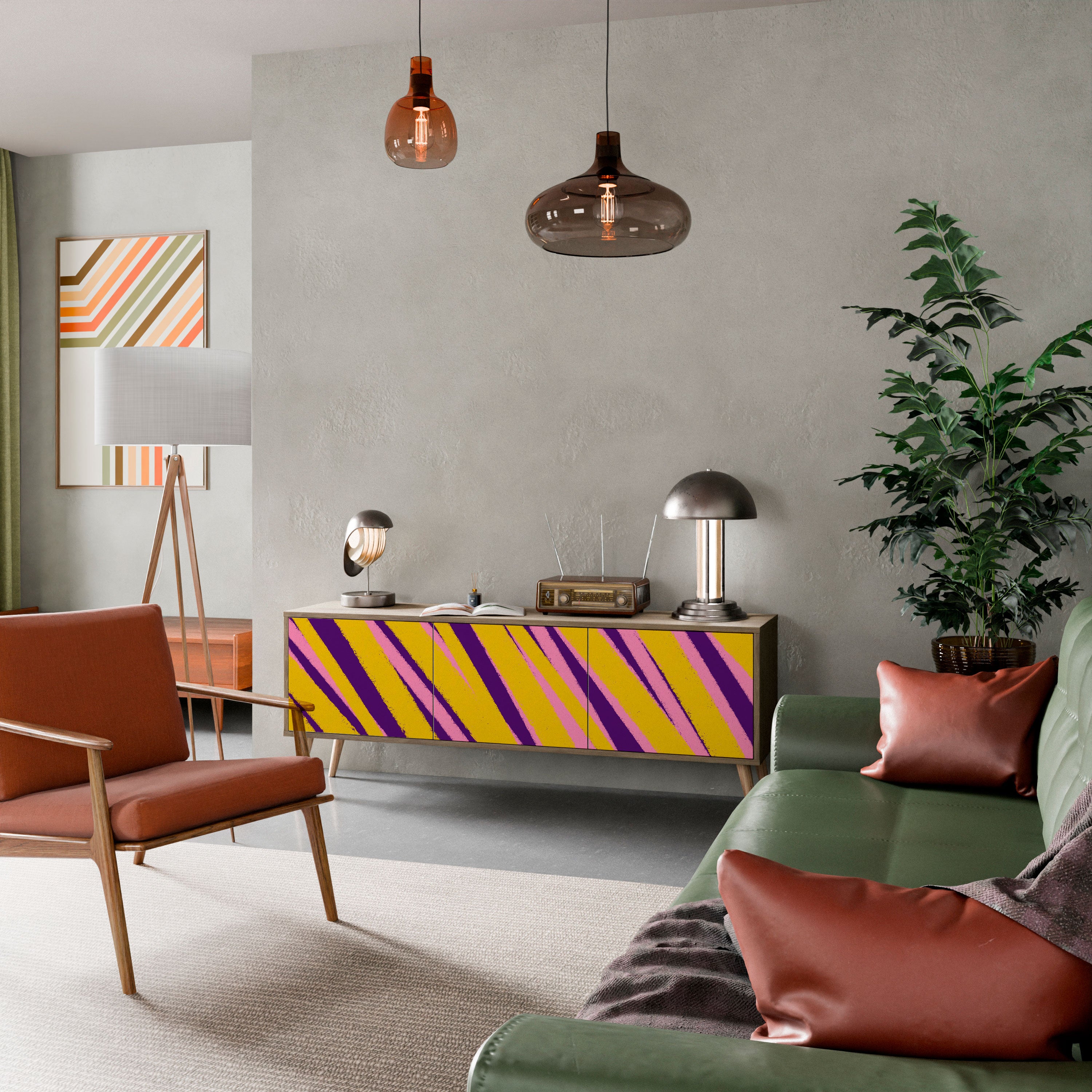 SUEÑOS HECHOS REALIDAD Mueble de TV de 3 puertas con efecto roble