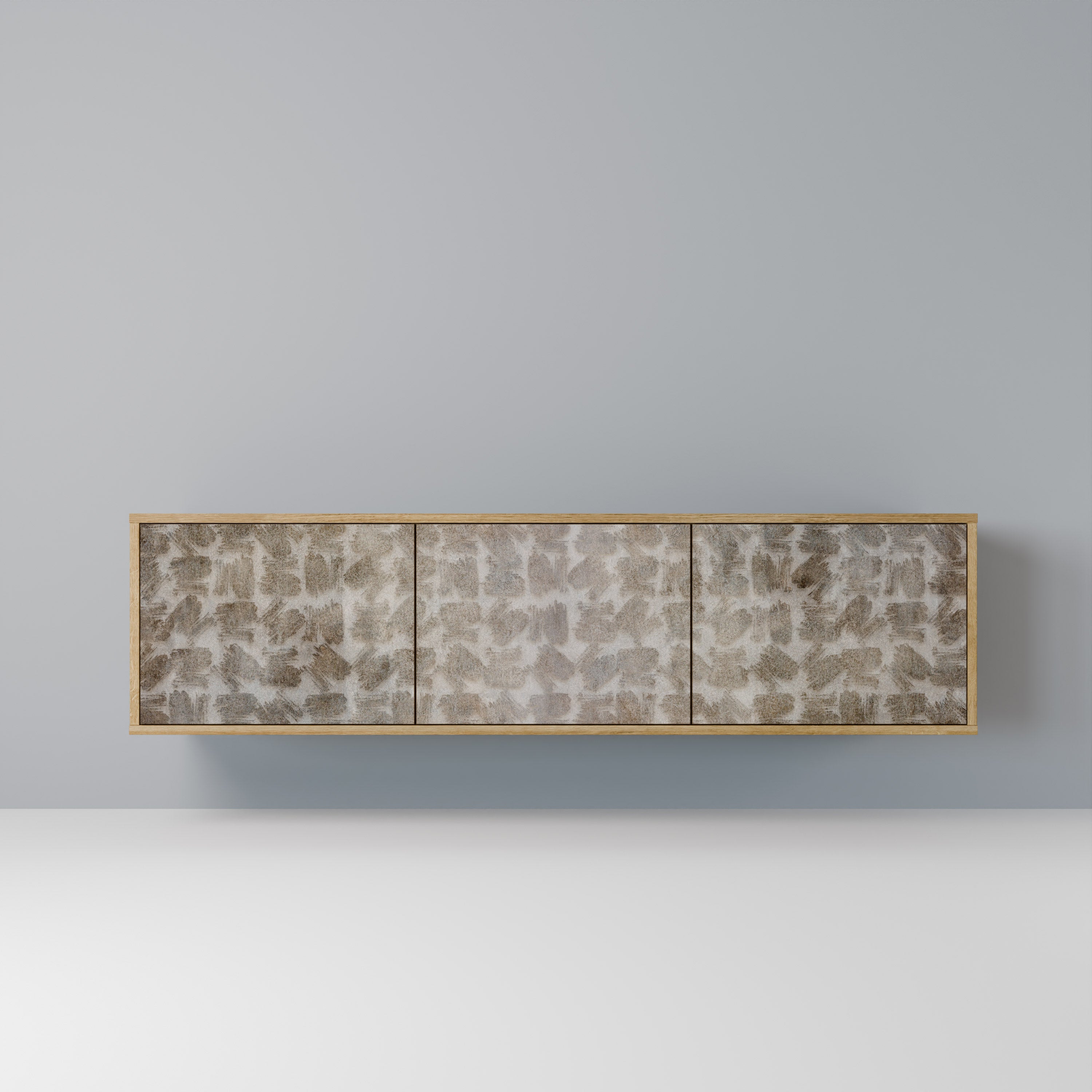 Mueble de TV de 3 puertas SLIGHTLY BLURRED con efecto roble