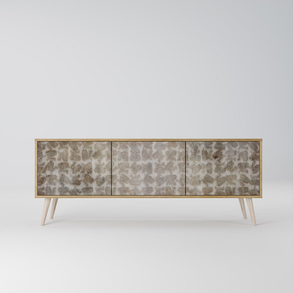 Mueble de TV de 3 puertas SLIGHTLY BLURRED con efecto roble